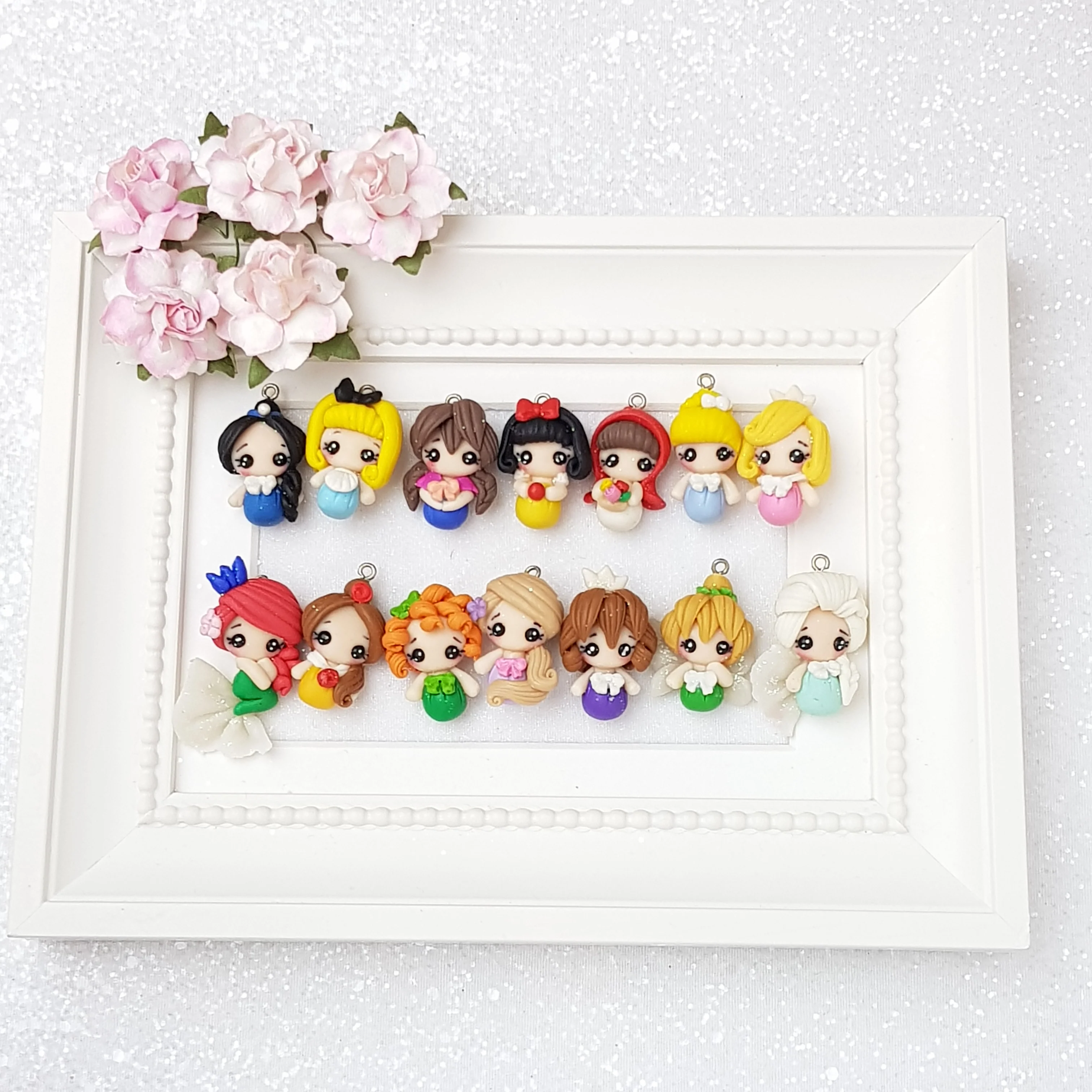 Clay Charm Embellishment - Tiny Princess set 3d with hook and without hook
