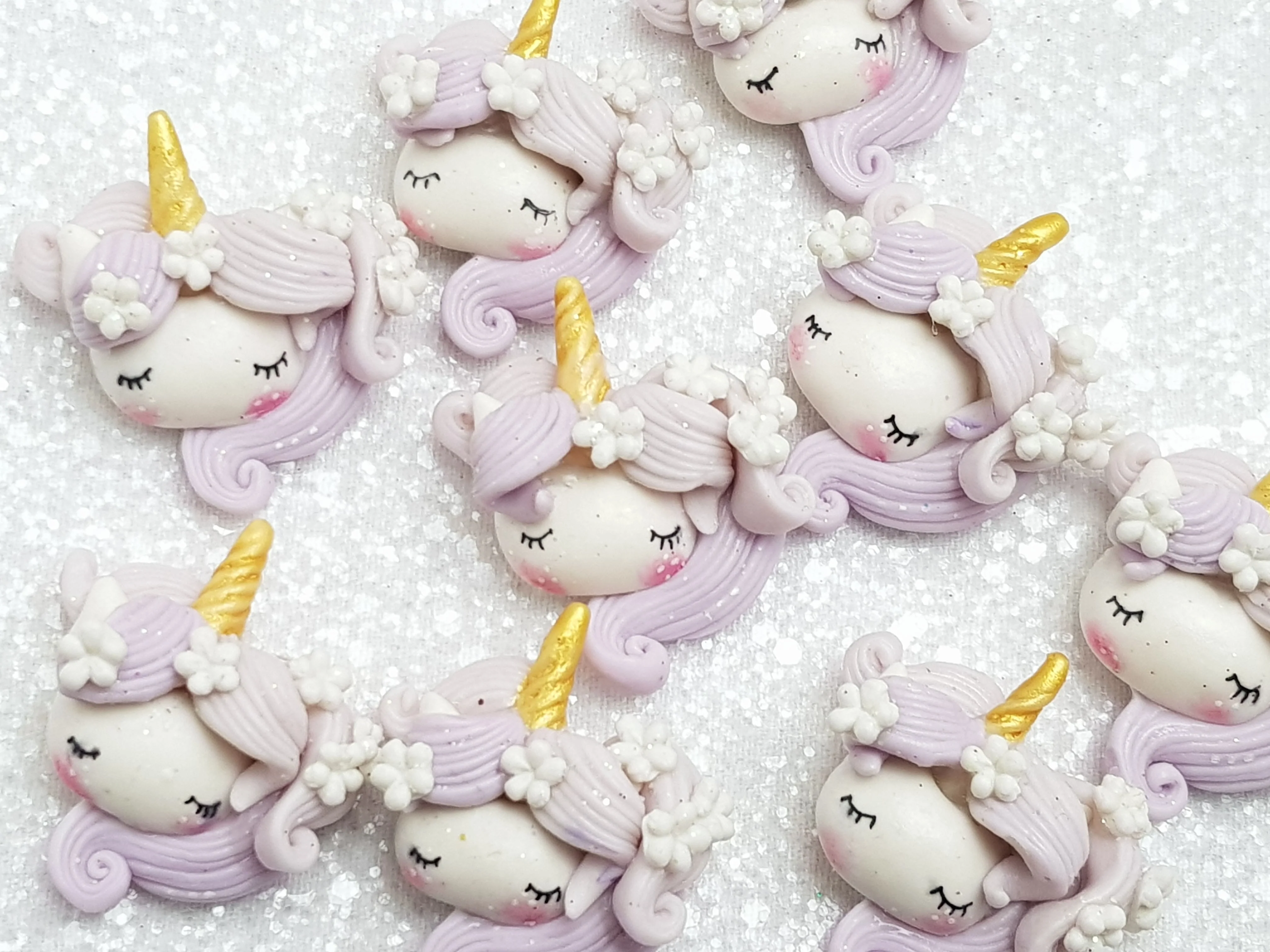 Clay Charm Embellishment - Unicorn Head Lilac