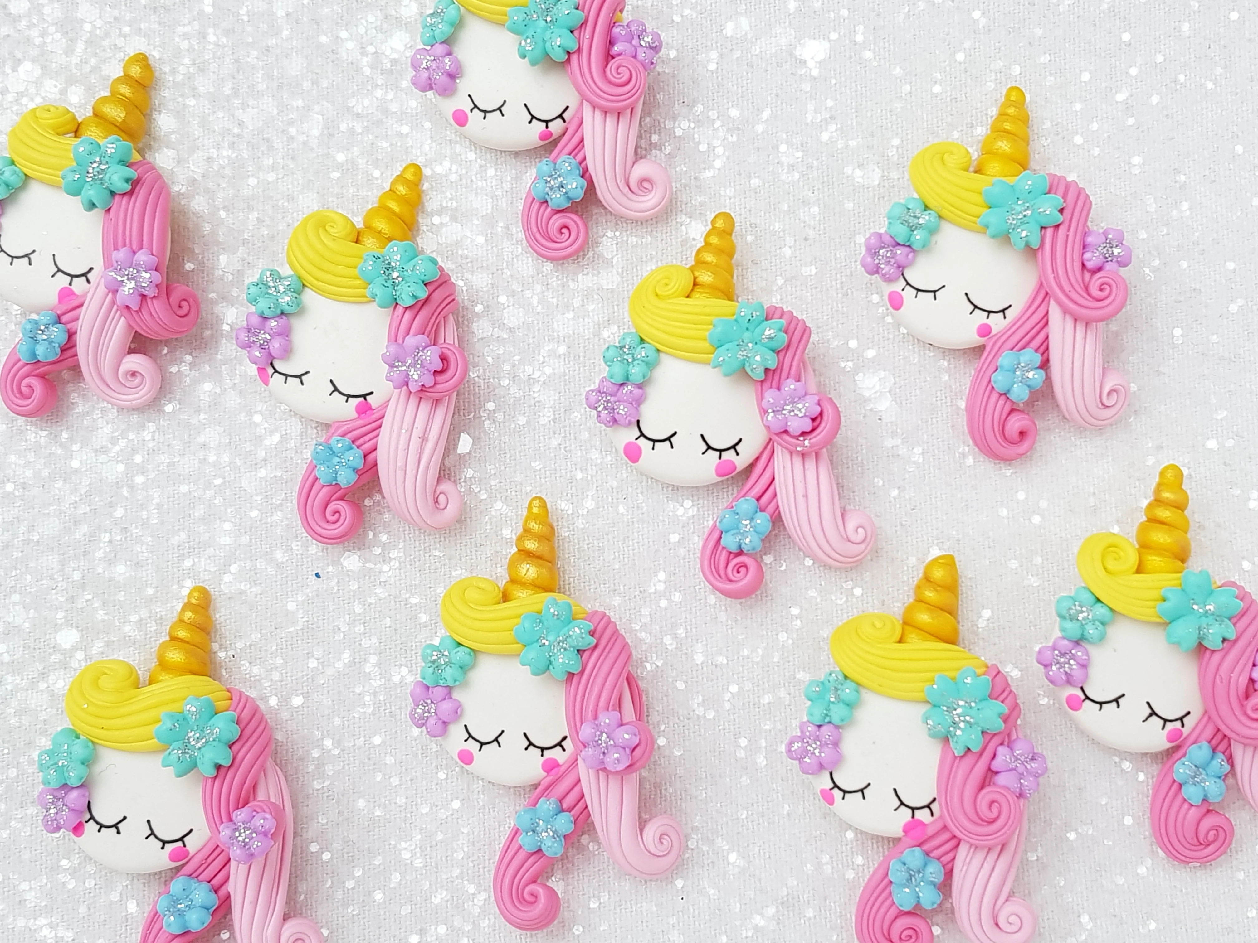Clay Charm Embellishment - Unicorn Head Pink Delight