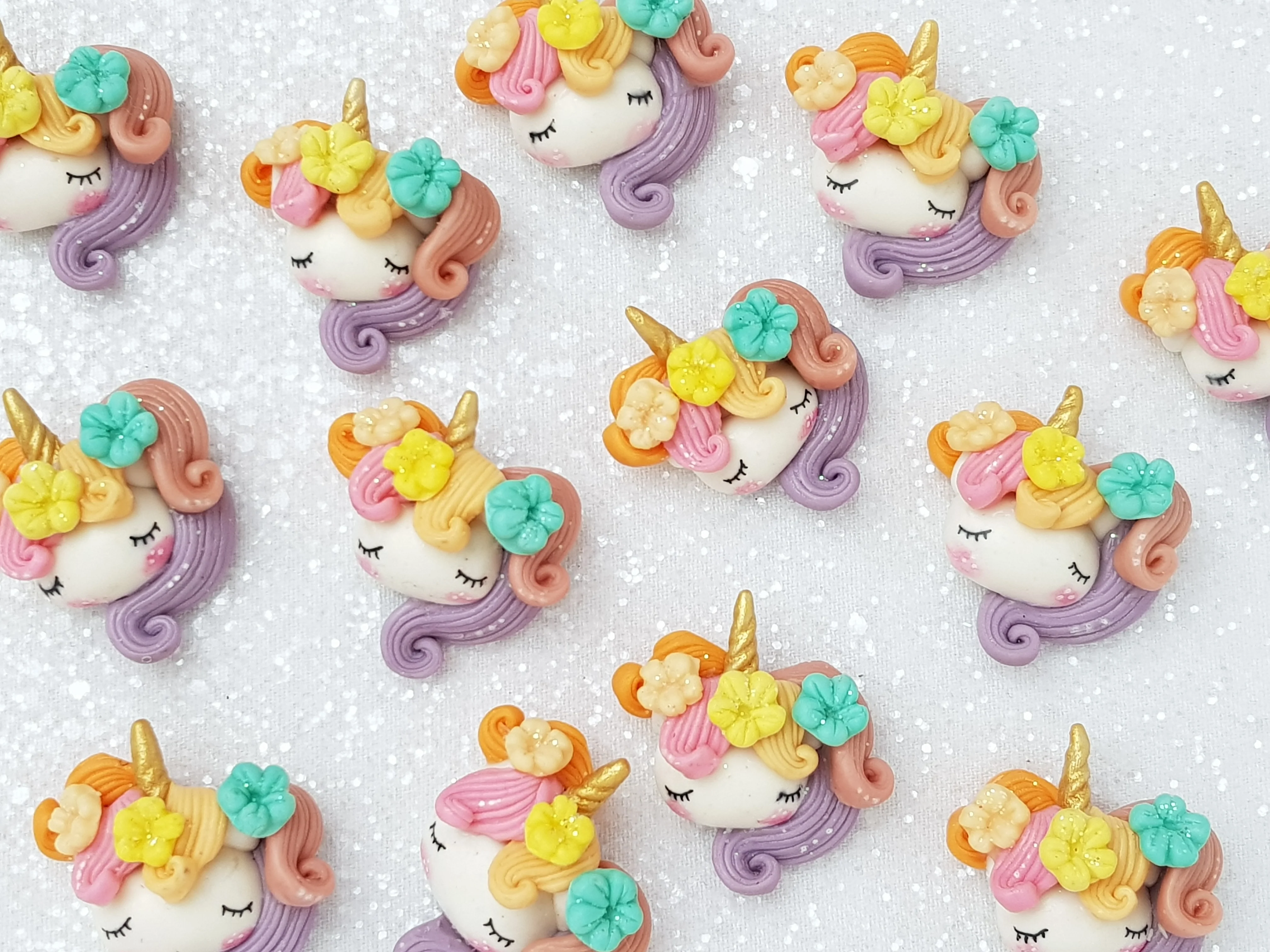 Clay Charm Embellishment - Unicorn Head Rainbow