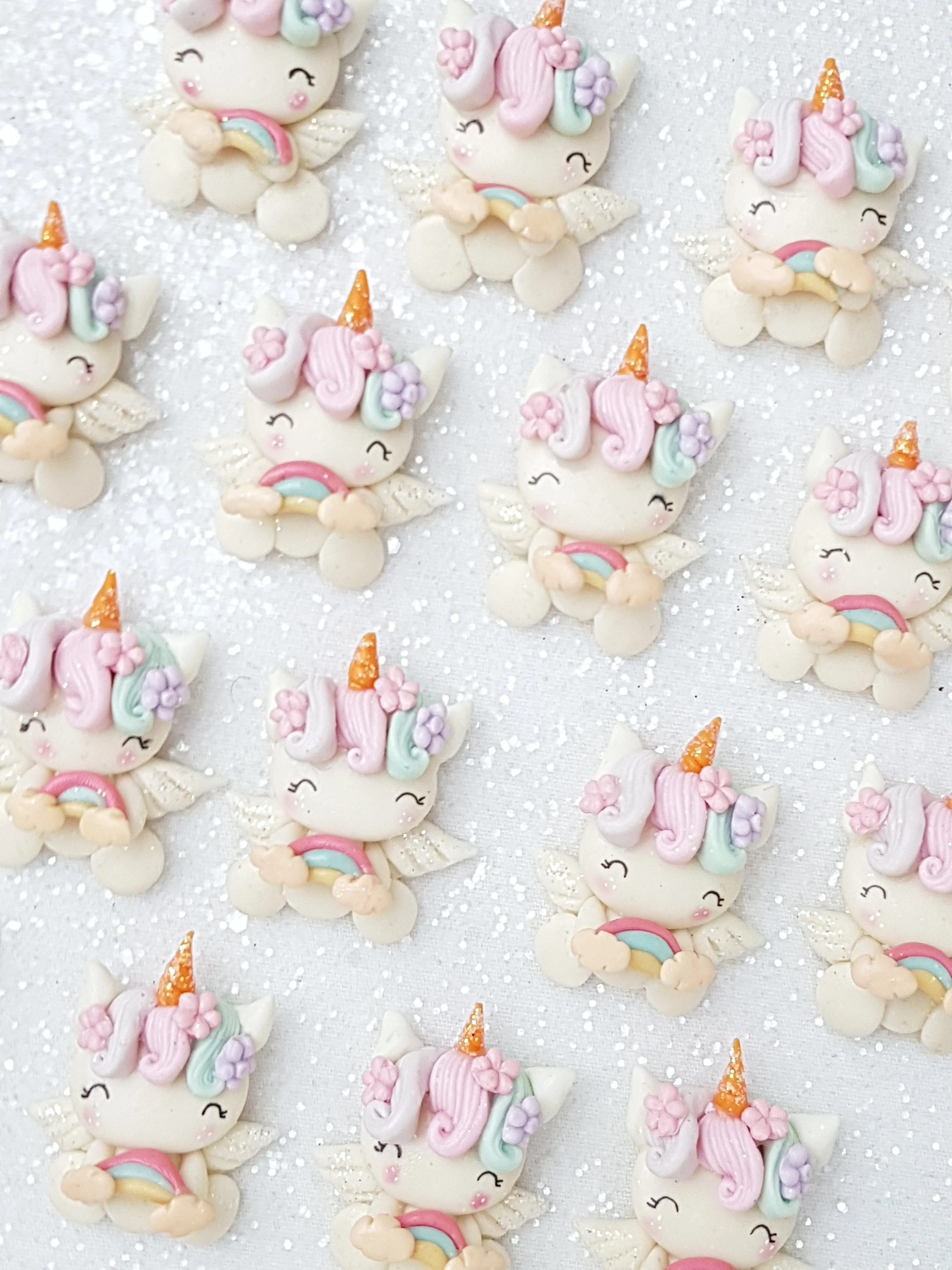 Clay Charm Embellishment - Unicorn holding a rainbow - Image 3