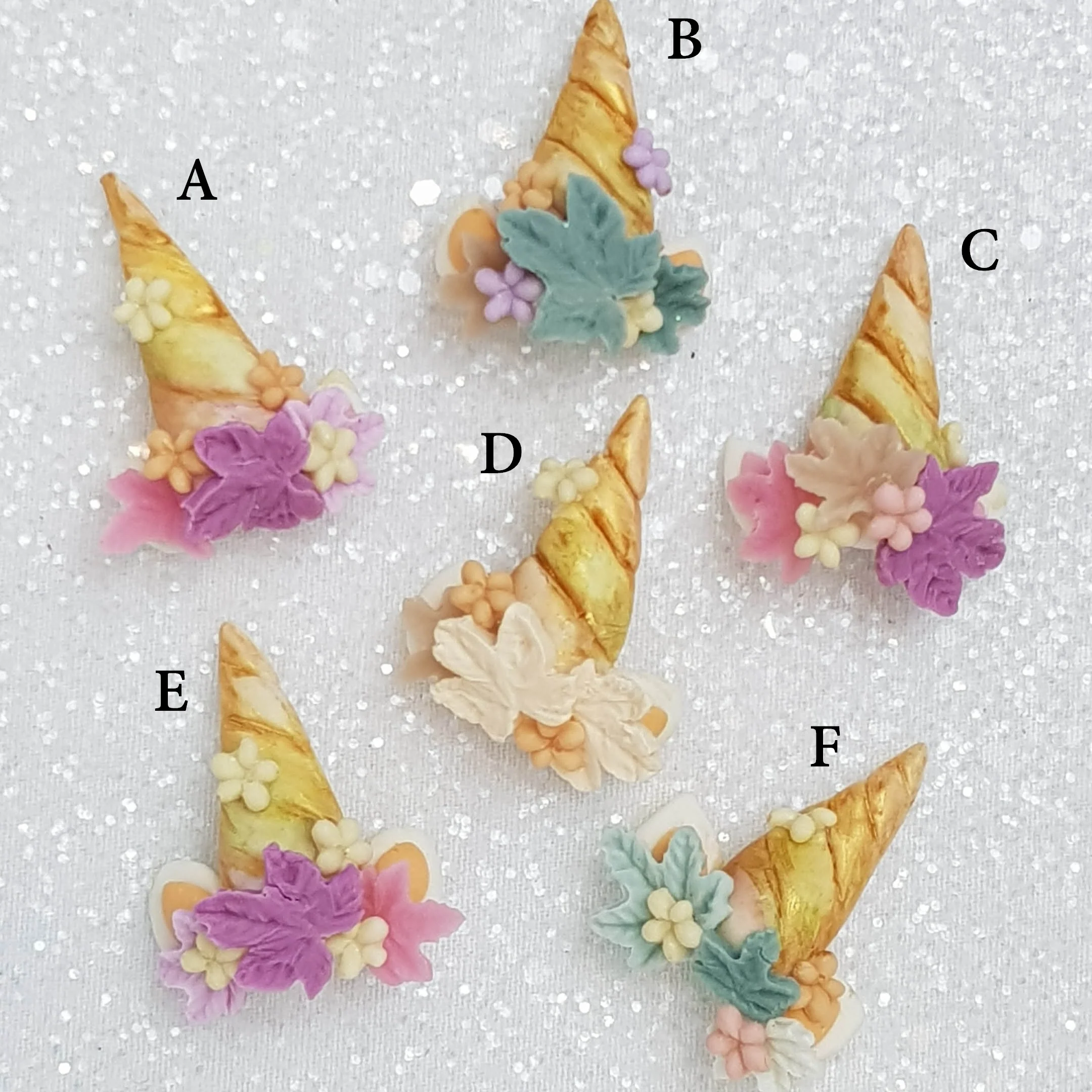 Random Clay Charm Embellishment - Unicorn Horn Autumn