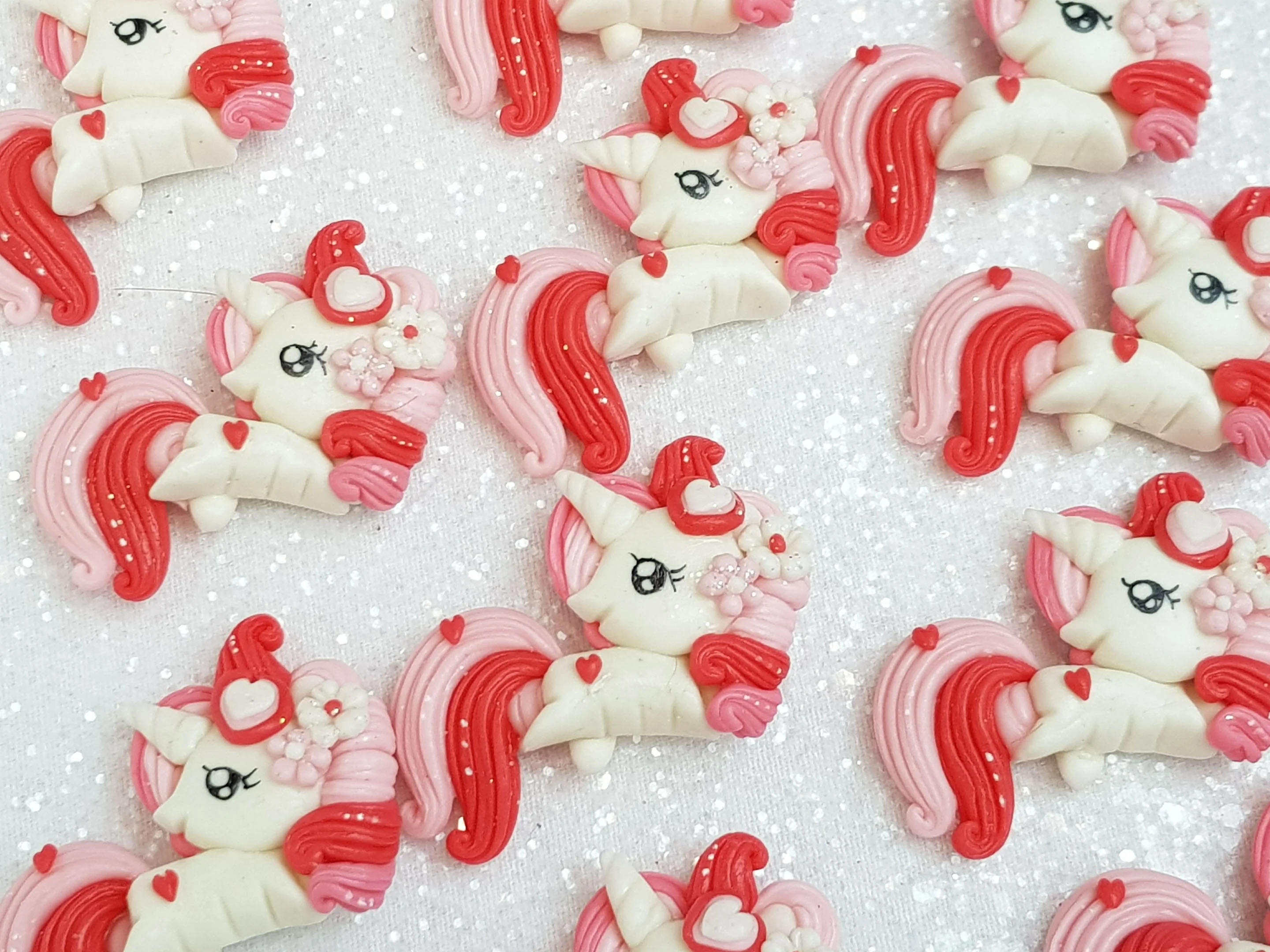 Clay Charm Embellishment - Valentine Unicorn A