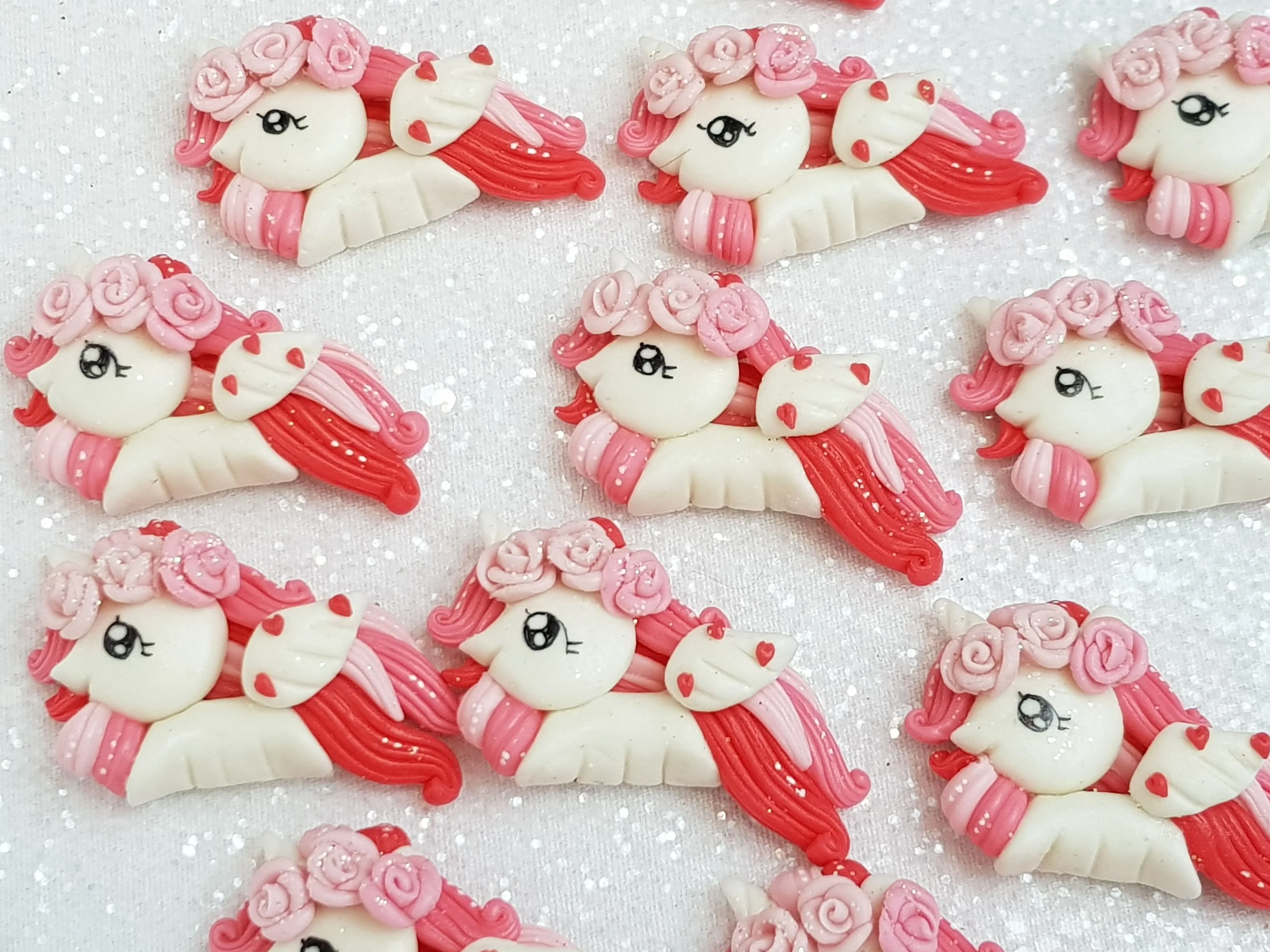 Clay Charm Embellishment - Valentine Unicorn B