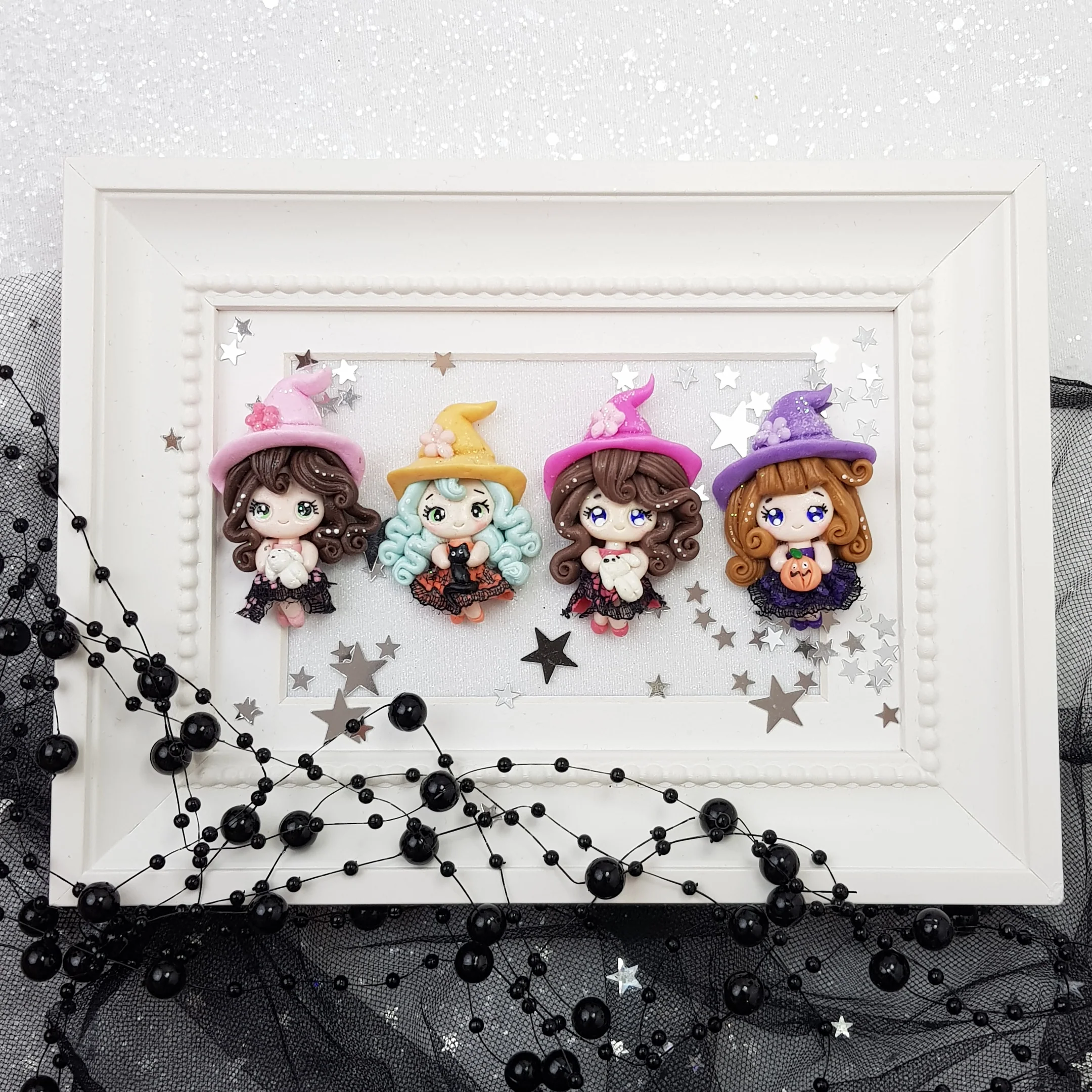Clay Charm Embellishment - Witch with Lace Exclusive