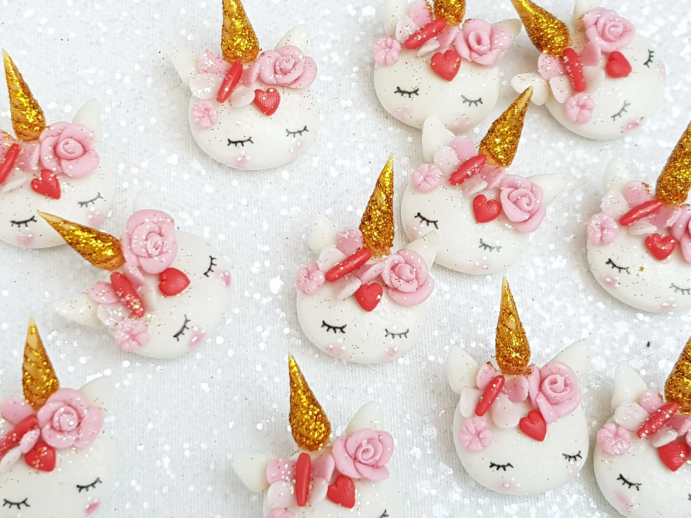 Clay Embellishment Charm - New Valentine Unicorn Head