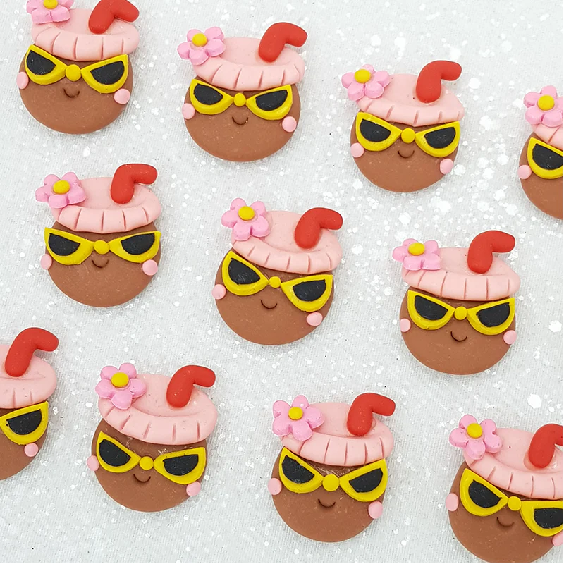 Coconut drink and cool shades - Embellishment Clay Bow Centre