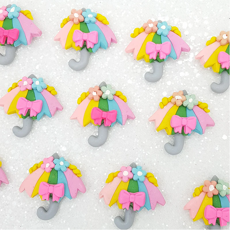 Colorful umbrella - Embellishment Clay Bow Centre
