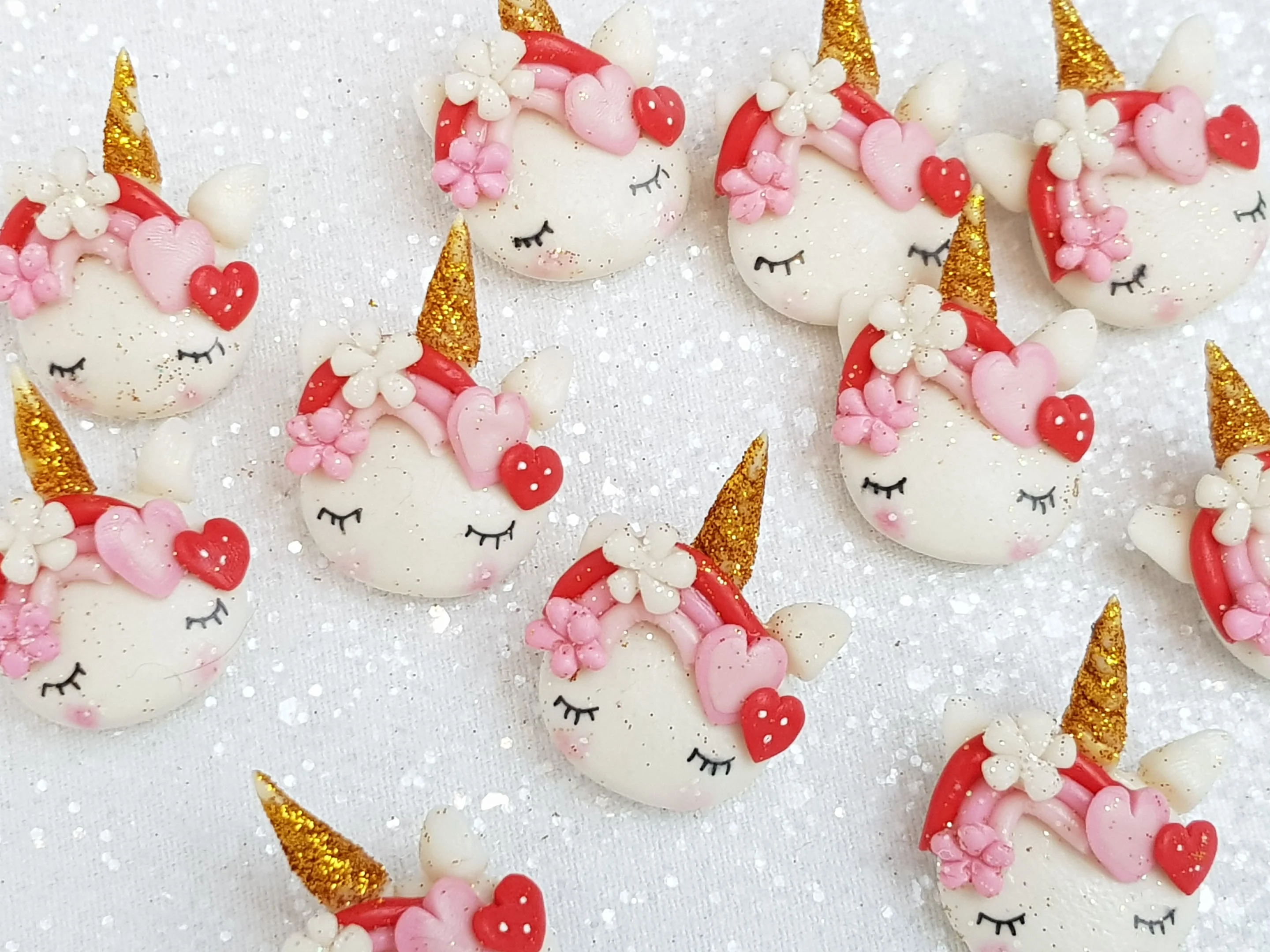 Clay Embellishment Charm - New Valentine Unicorn Head B