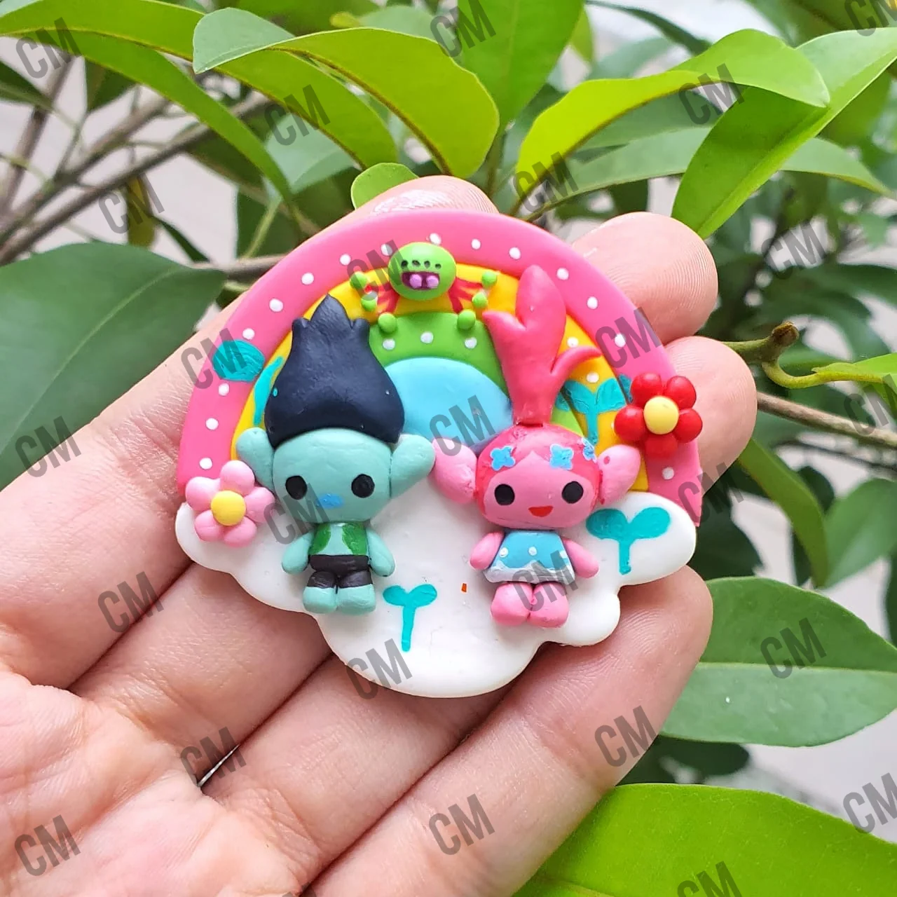 MAX 5 EACH PERSON - Troll cameo - Handmade Flatback Clay Bow Centre