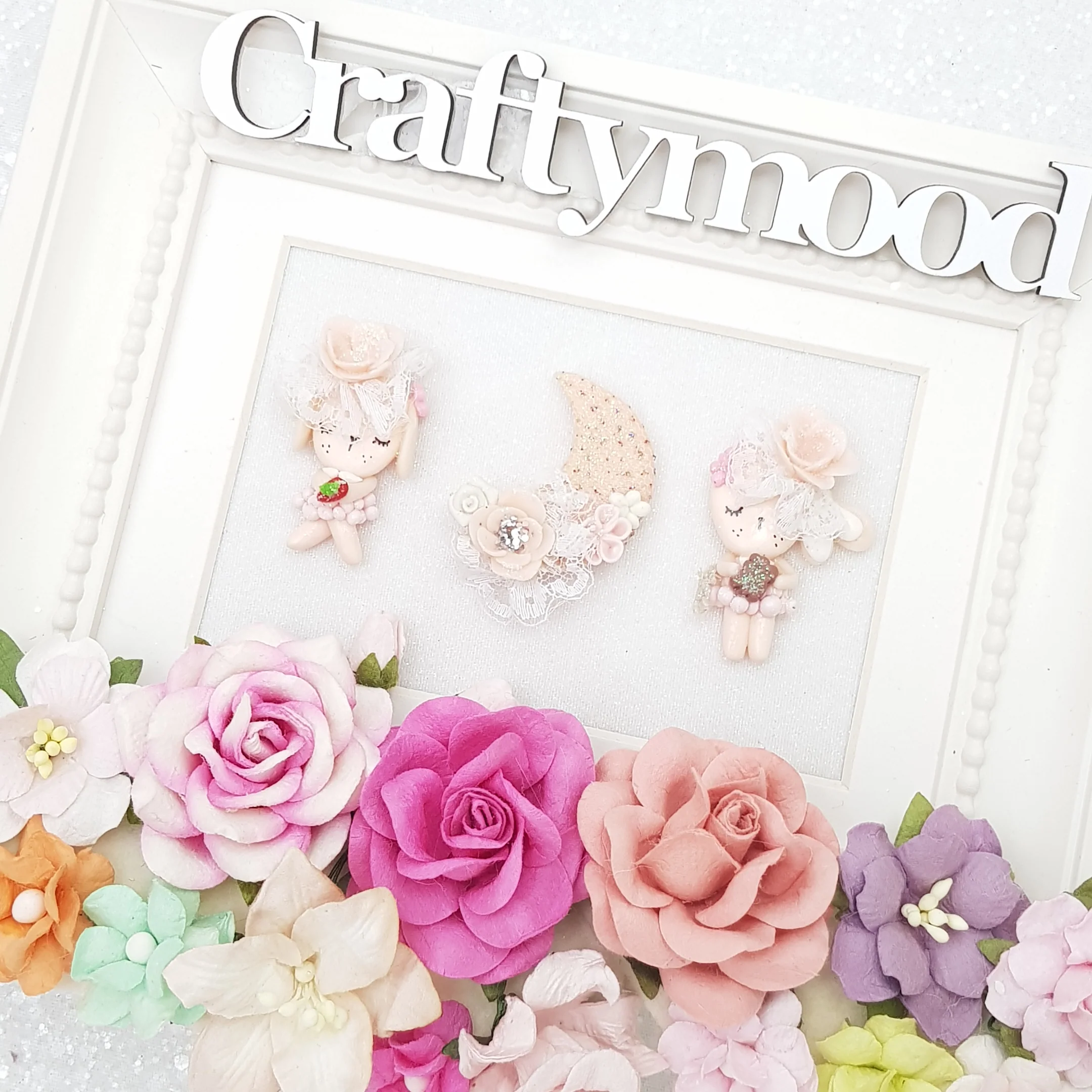 Crescent moon and bunny - Embellishment Clay Bow Centre - Image 2