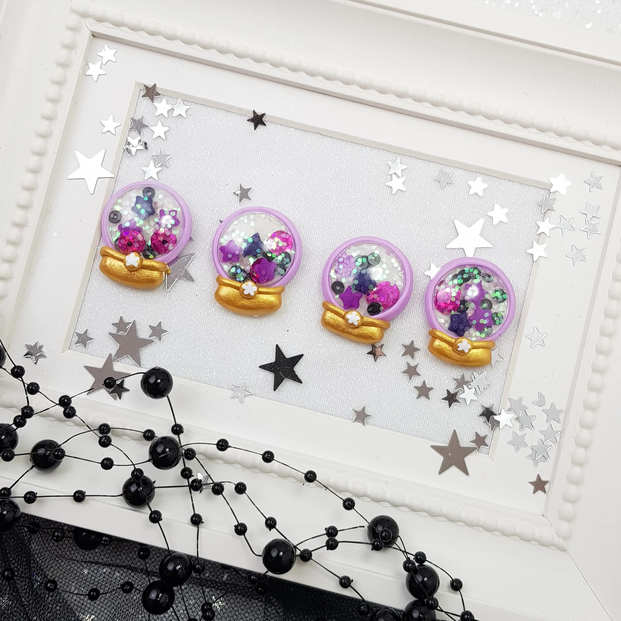 Crystal Ball Shaker - Glow in the Dark - Embellishment Clay Bow Centre - Image 3