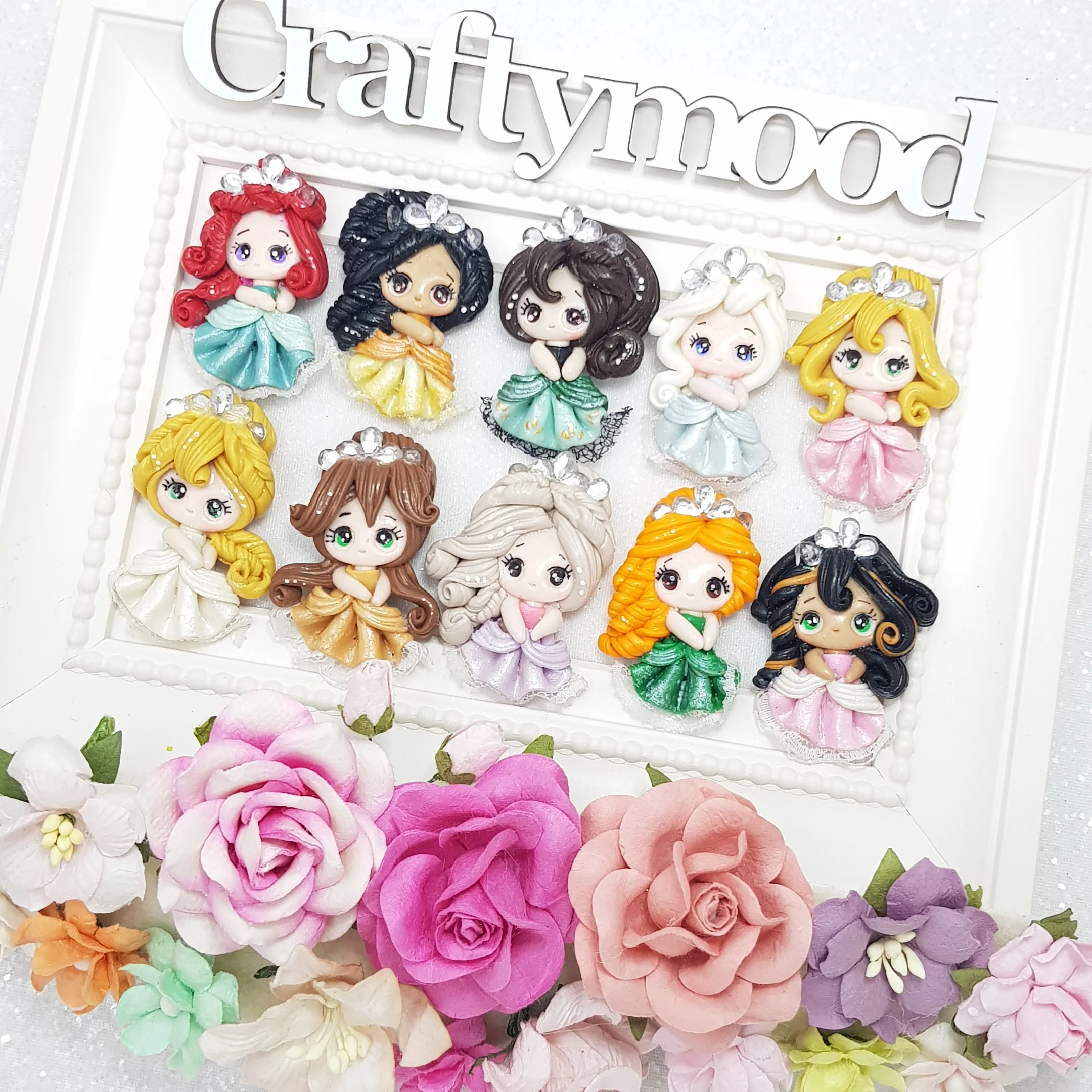 Sale Crystal Princess - Handmade Flatback Clay Bow Centre - Image 2