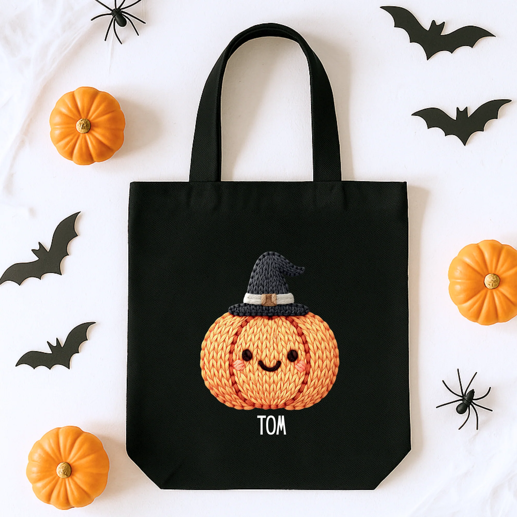 Custom DTF Transfer - Cute knitted orange pumpkin with hat personalised - DTF ready to press - Image 2