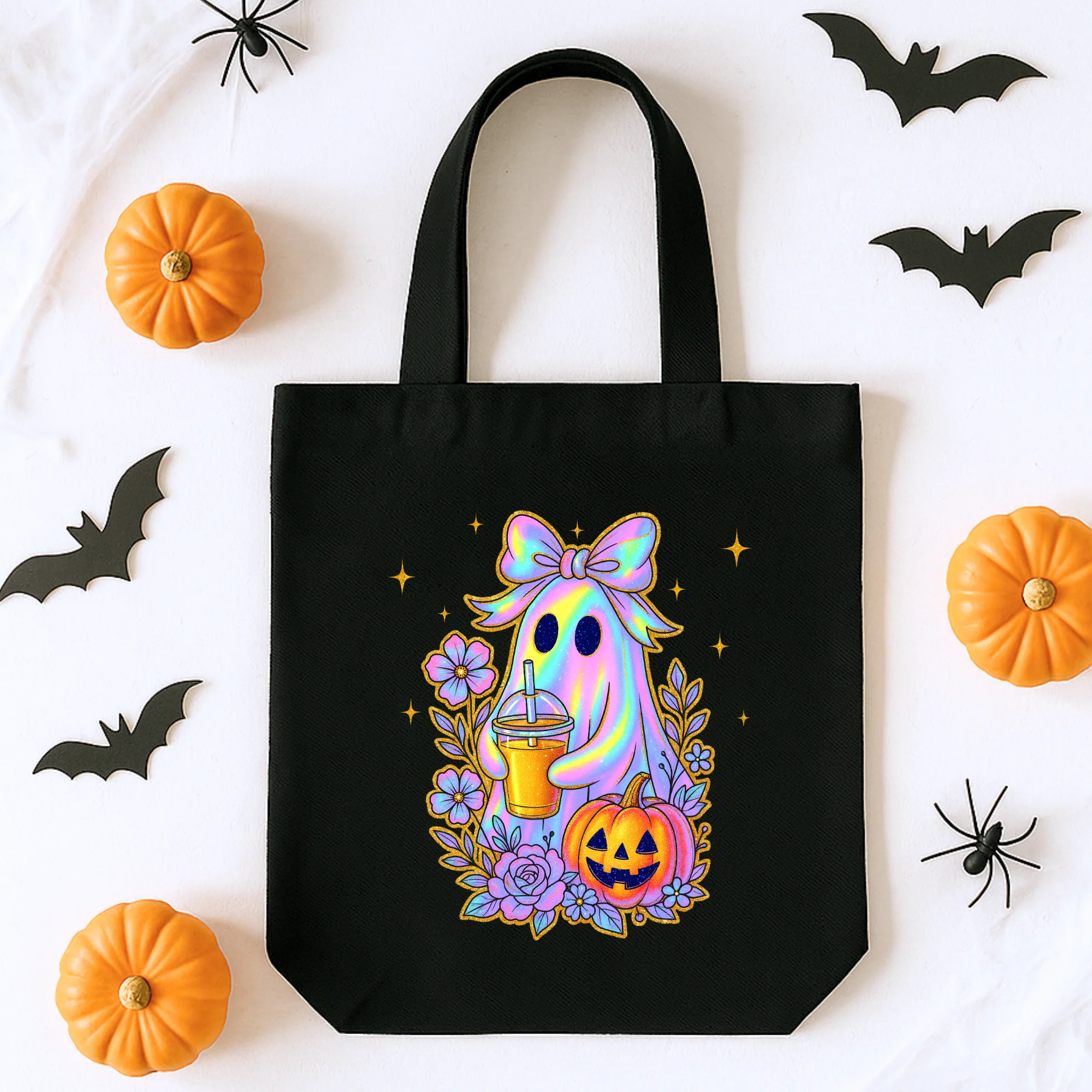 Custom DTF Transfer - Halloween ghost flower pumpkin personalised - DTF ready to press - Image 2