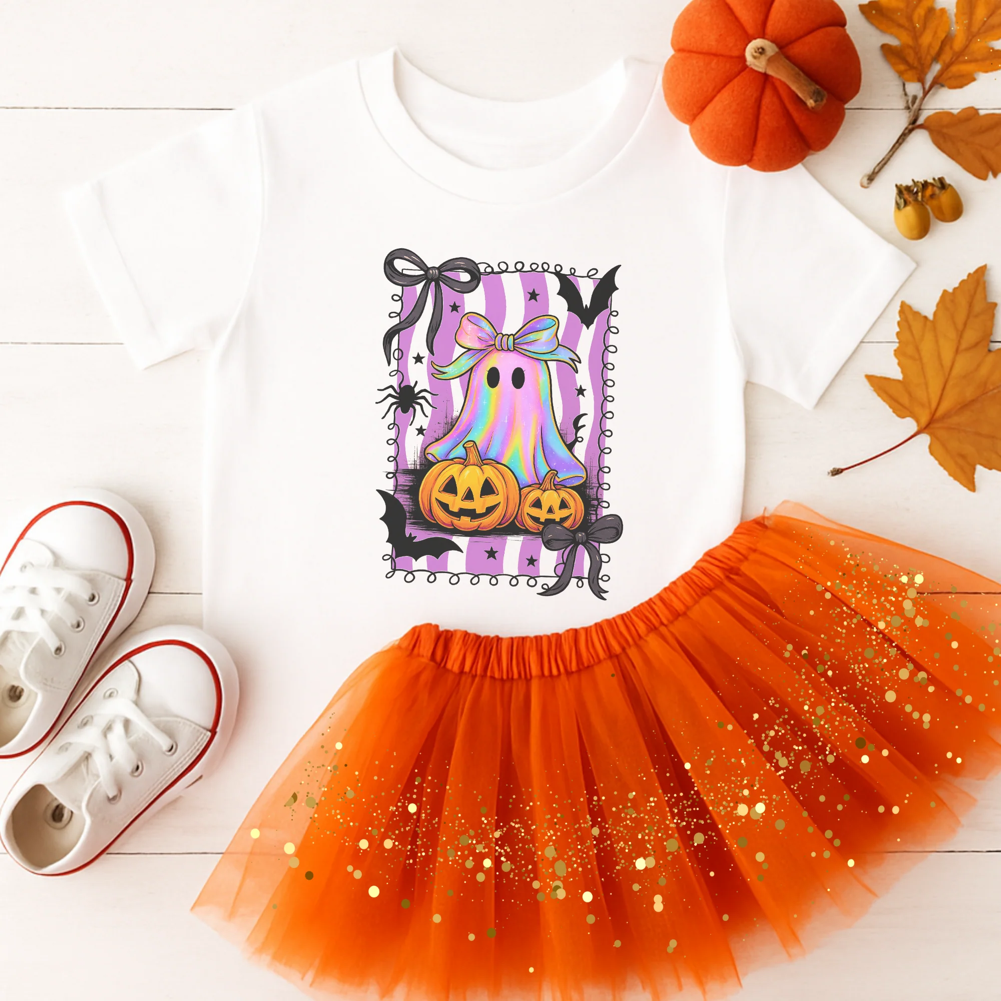 Custom DTF Transfer - Halloween ghost pink pumpkin personalised - DTF ready to press