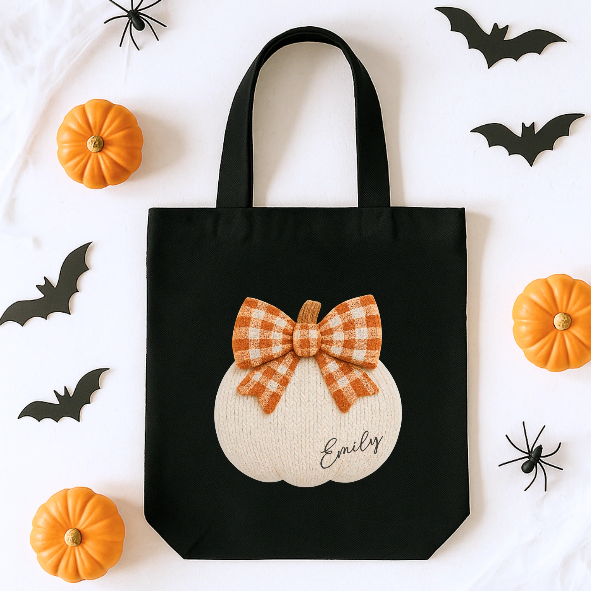 Custom DTF Transfer - Knitted pumpkin orange bow personalised - DTF ready to press - Image 2