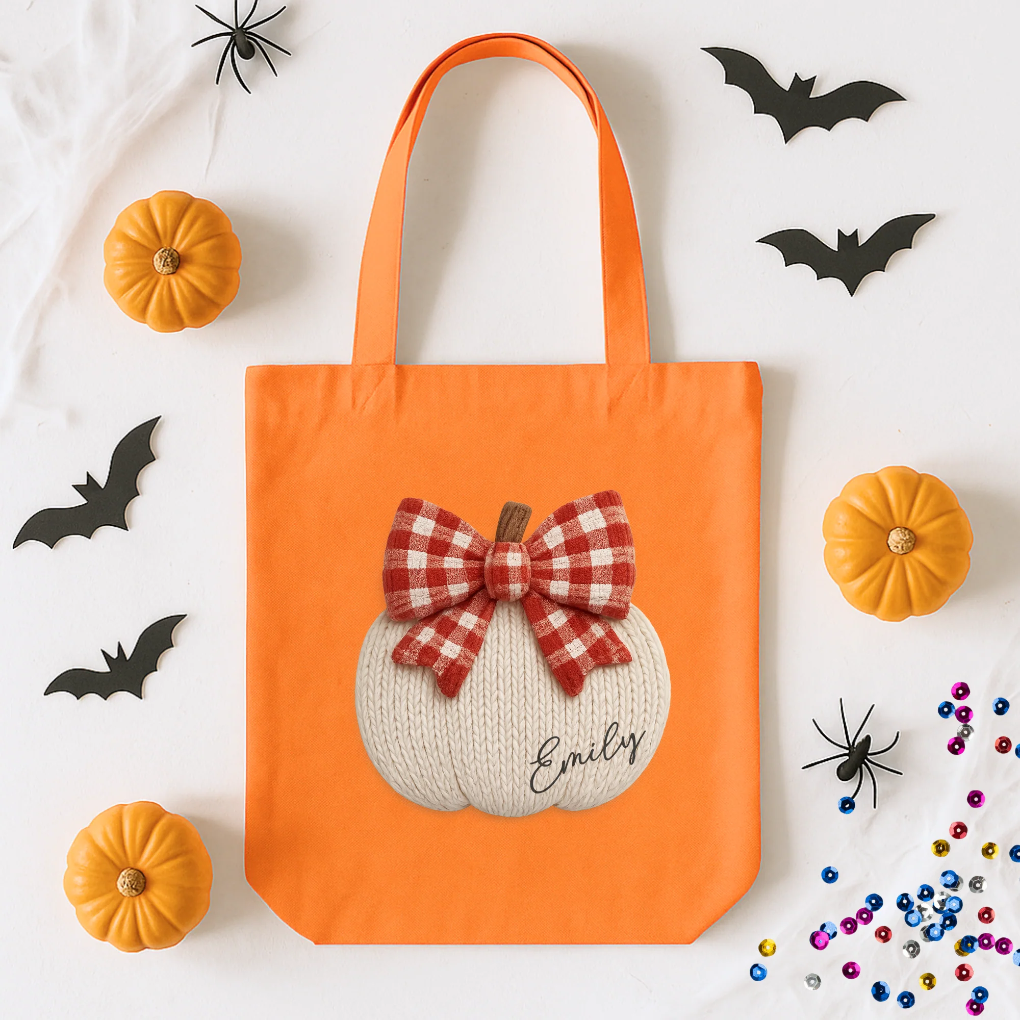 Custom DTF Transfer - Knitted pumpkin red bow personalised - DTF ready to press - Image 2