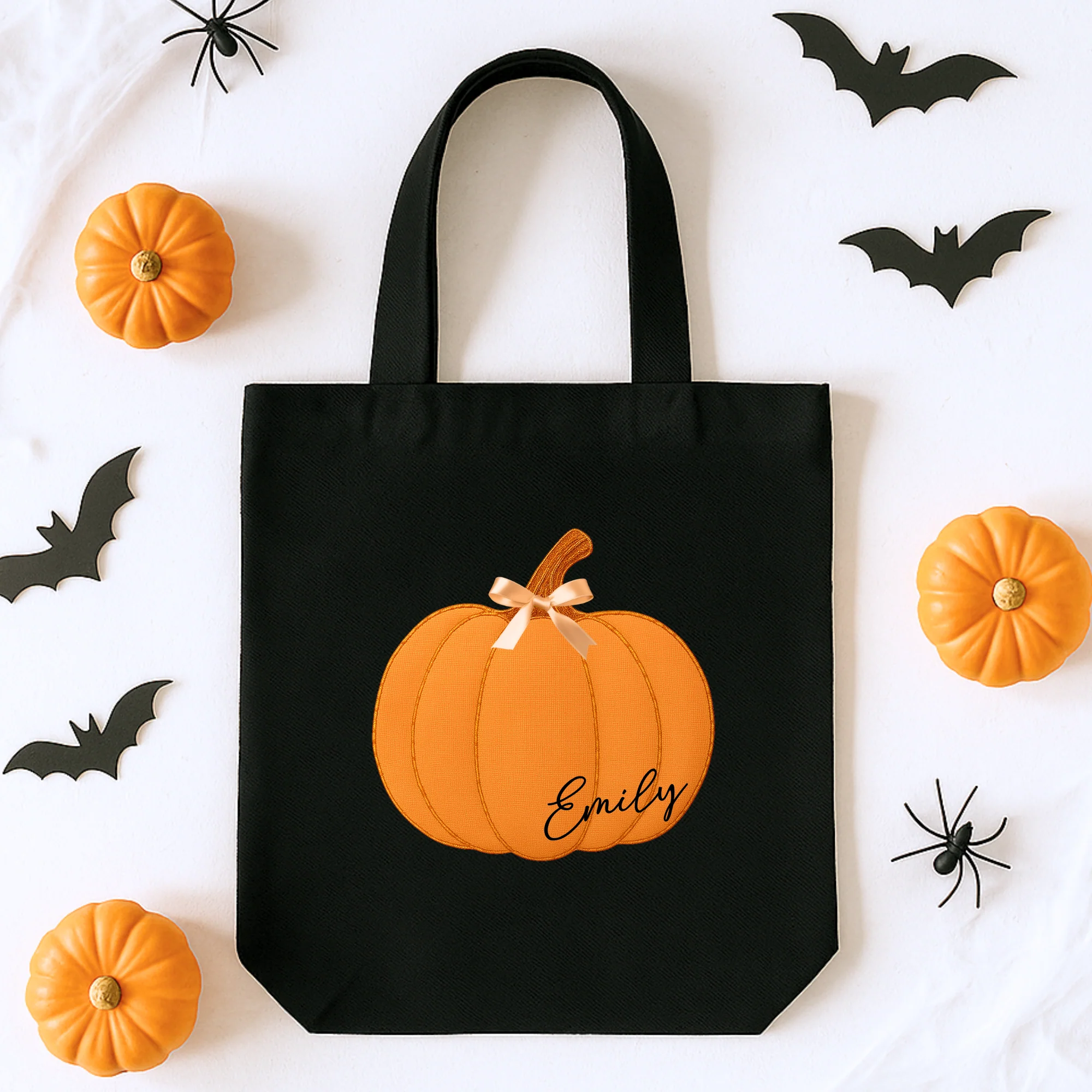 Custom DTF Transfer - Seamed orange pumpkin bow personalised - DTF ready to press - Image 2