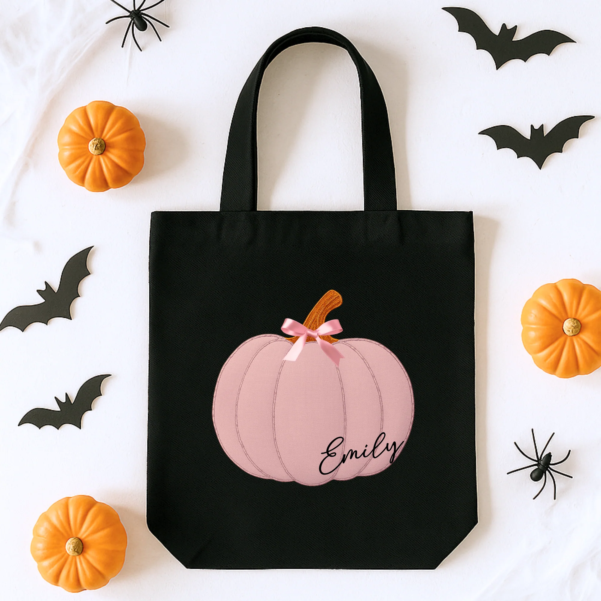 Custom DTF Transfer - Seamed pink pumpkin bow personalised - DTF ready to press - Image 2