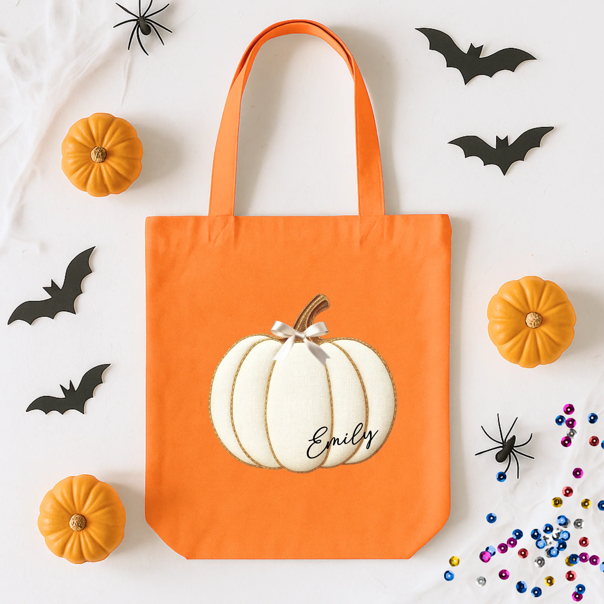 Custom DTF Transfer - Seamed white pumpkin bow personalised - DTF ready to press - Image 2