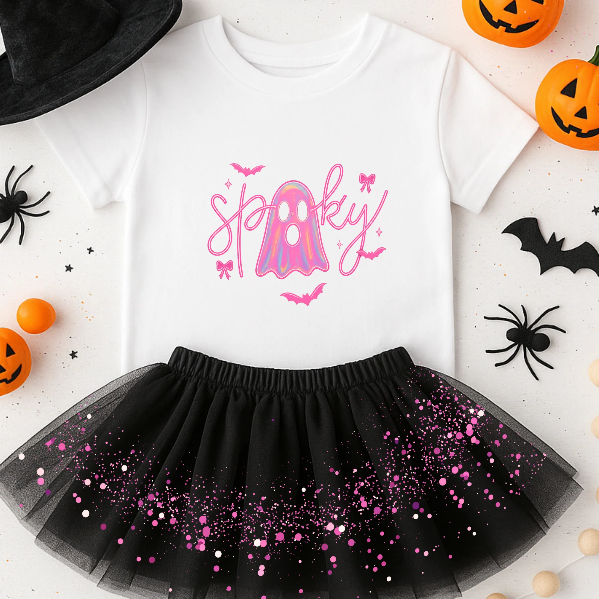 Custom DTF Transfer - Spooky ghost pink personalised - DTF ready to press