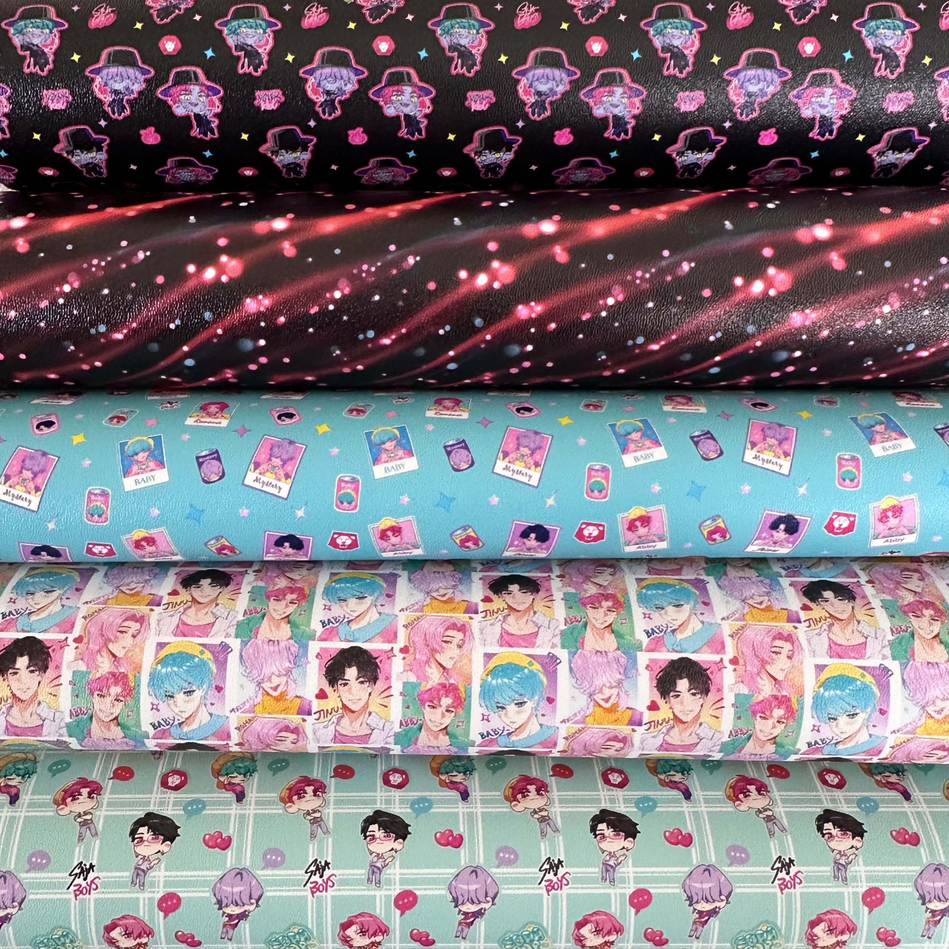 Cute boys - Kpop girls leatherette - faux Pu Leather vinyl