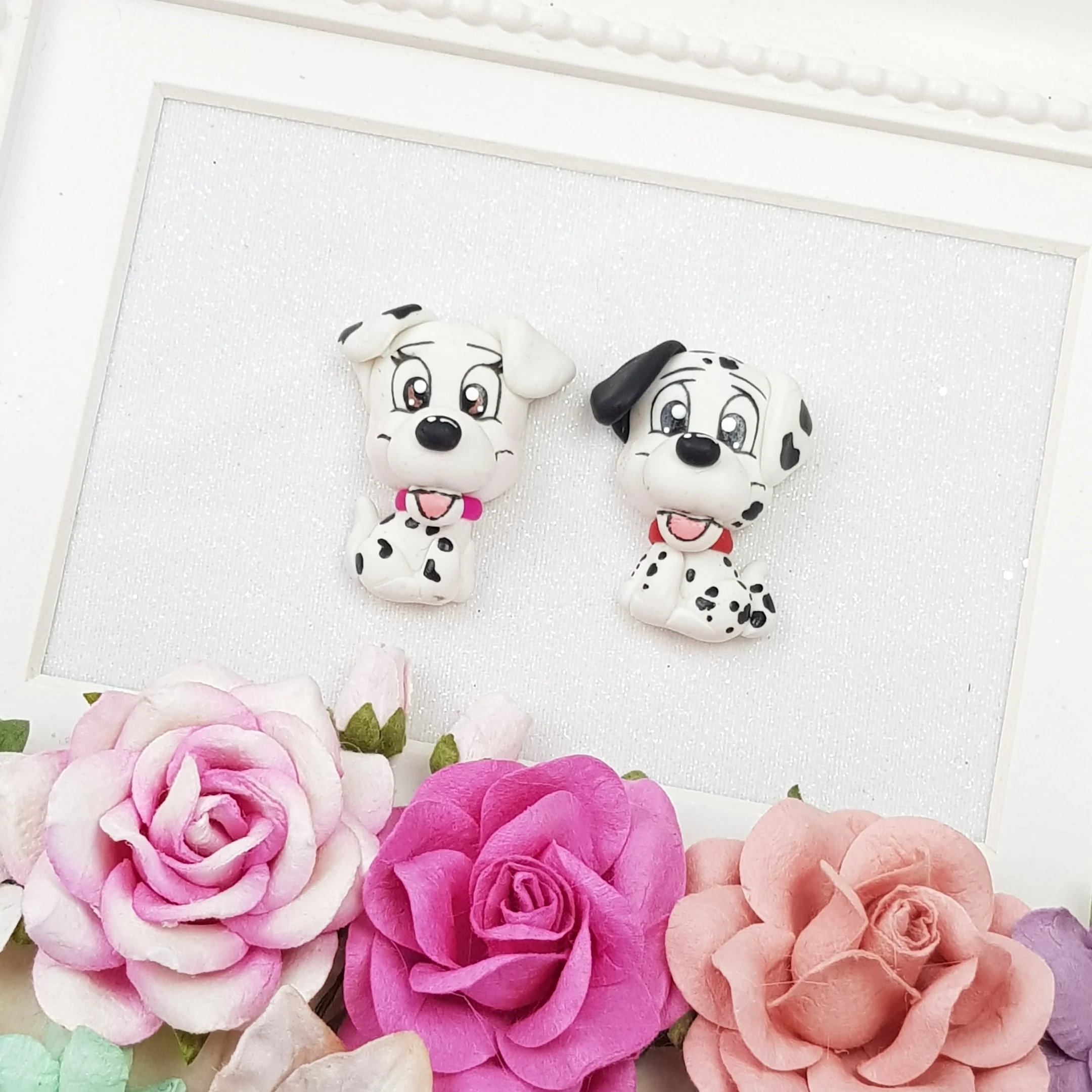 Cute dalmatian puppy - Embellishment Clay Bow Centre - Image 2
