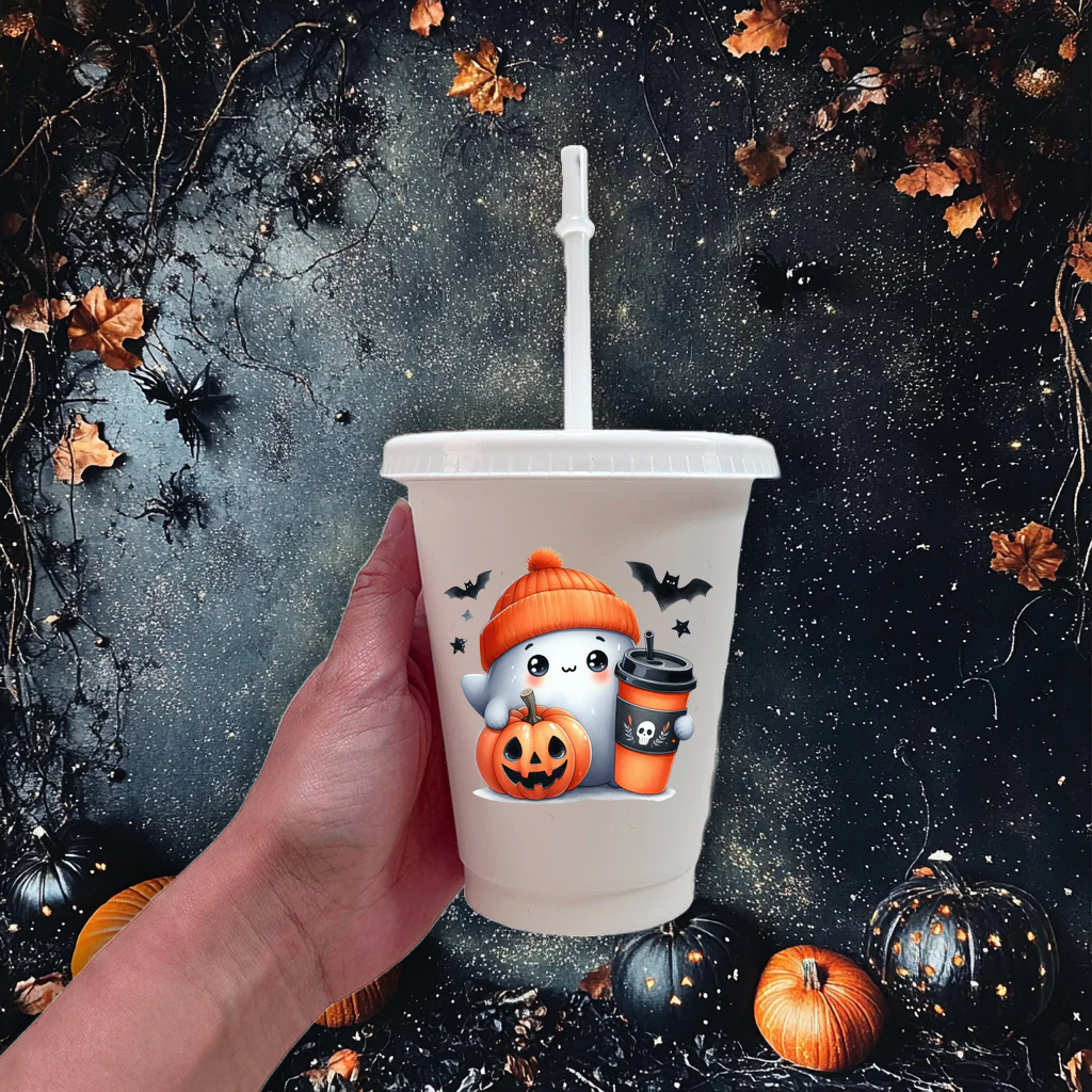 Cute ghost and coffee - CHOOSE UV DTF decal - DTF Transfer - Image 2