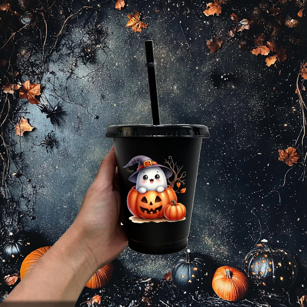 Cute ghost on pumpkin - CHOOSE UV DTF decal - DTF Transfer - Image 2