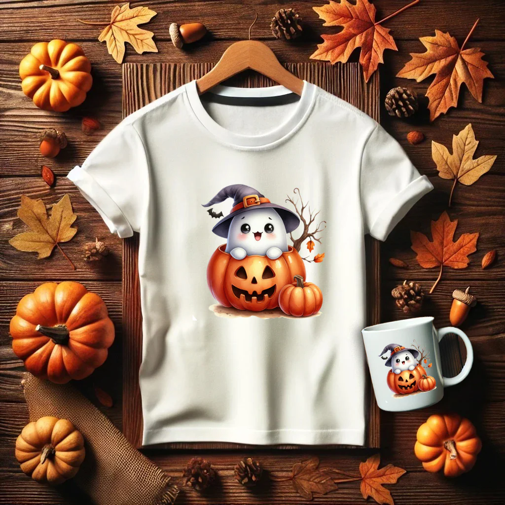 Cute ghost on pumpkin - CHOOSE UV DTF decal - DTF Transfer - Image 3