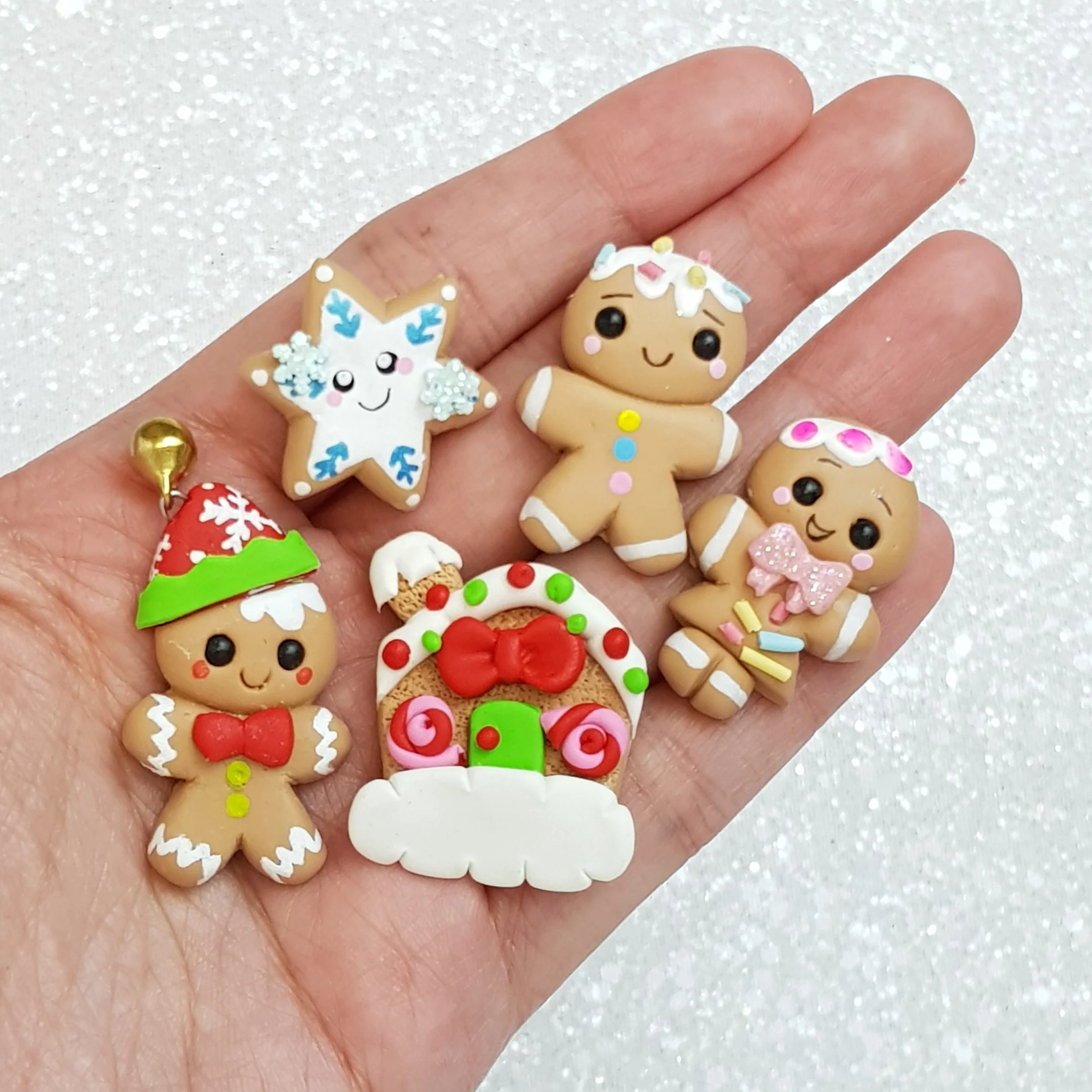 Cute Ginger Bread - Handmade Flatback Clay Bow Centre