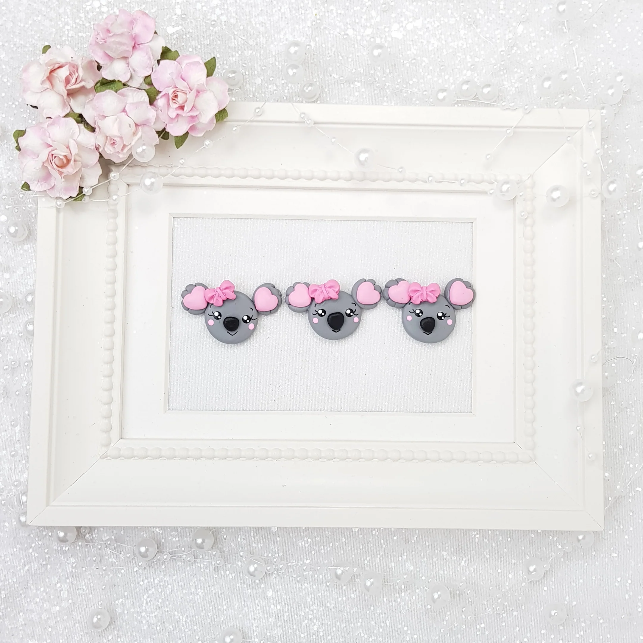 Cute Koala Head with bow - Embellishment Clay Bow Centre