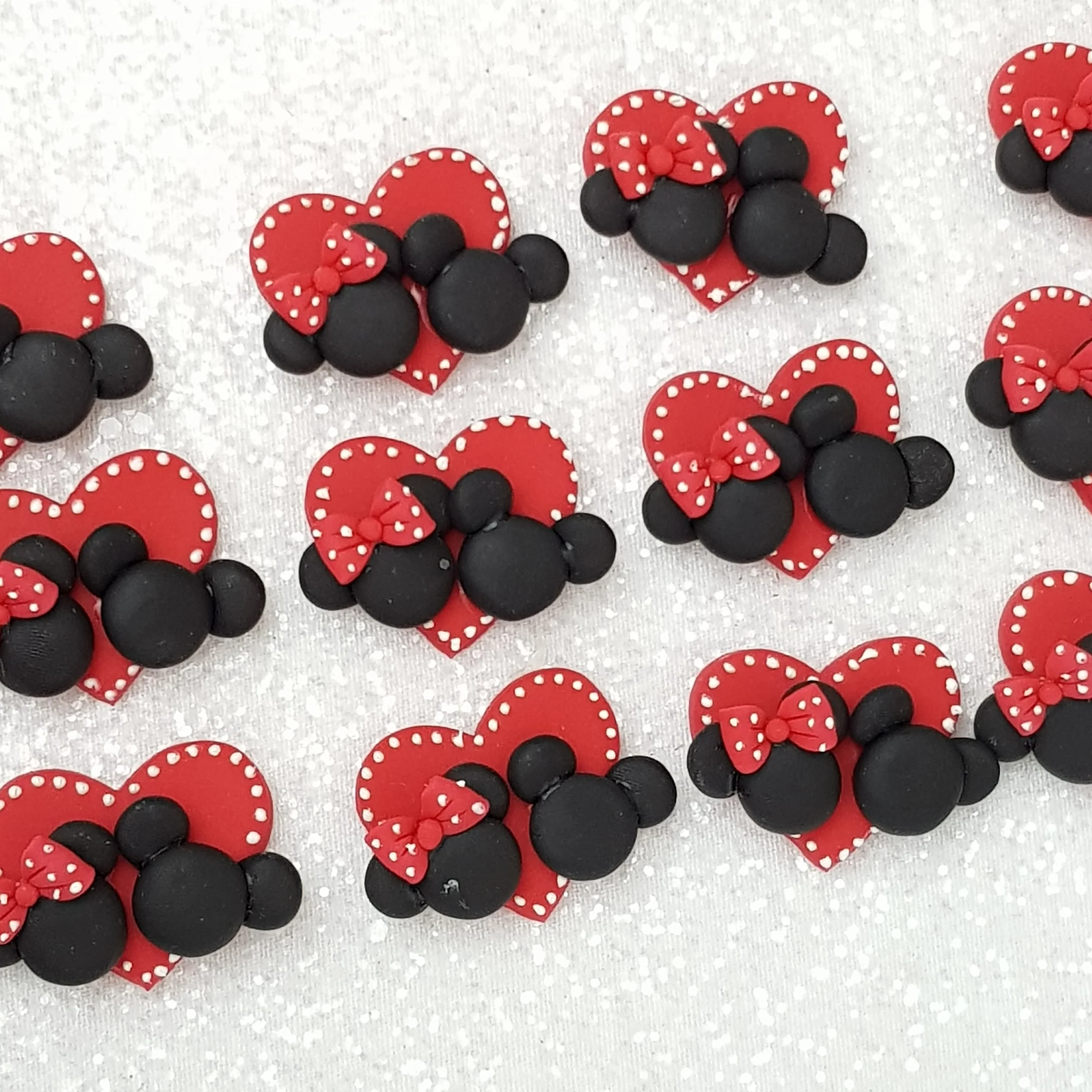 Cute Mouse Heart - Embellishment Clay Bow Centre