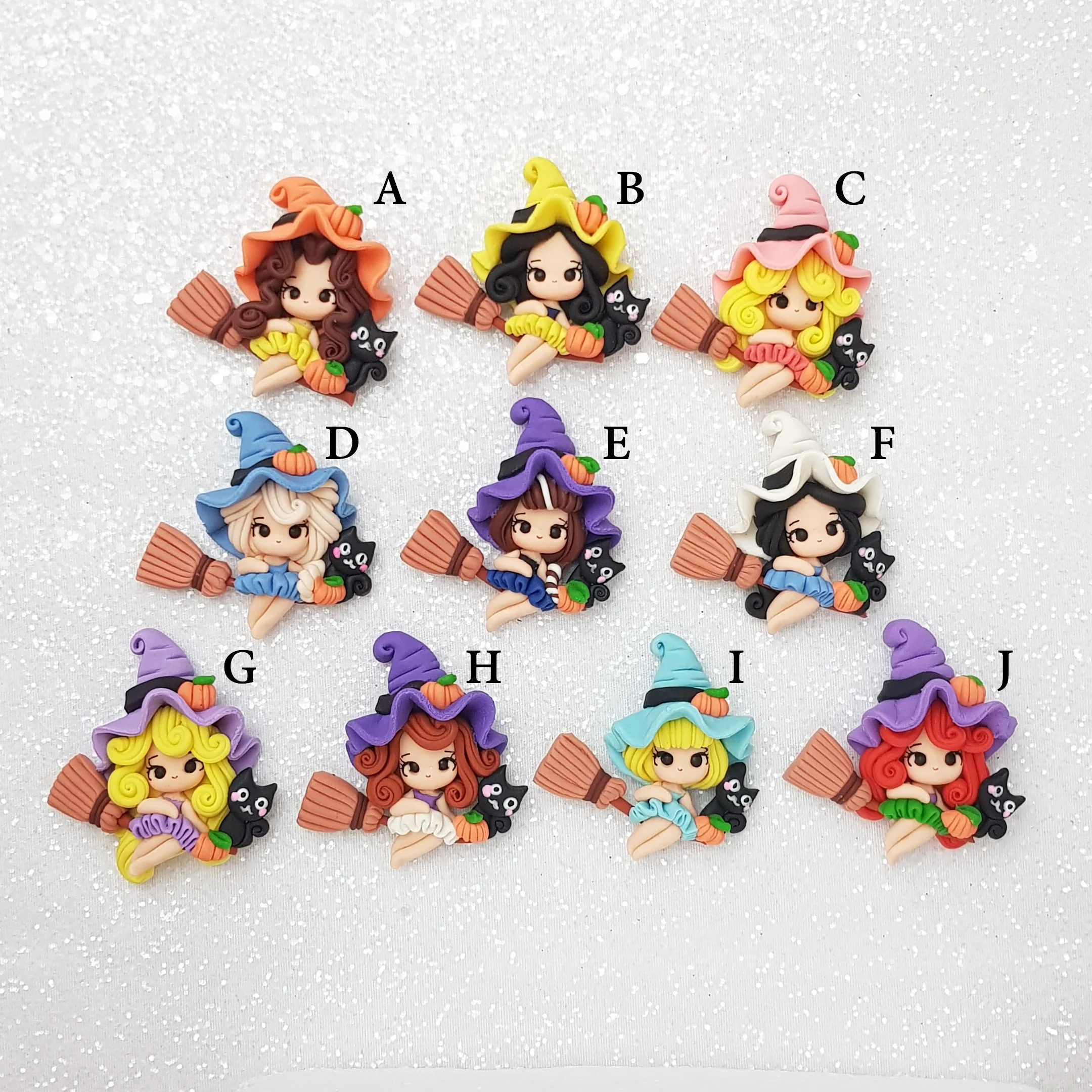 Cute Witch - Embellishment Clay Bow Centre