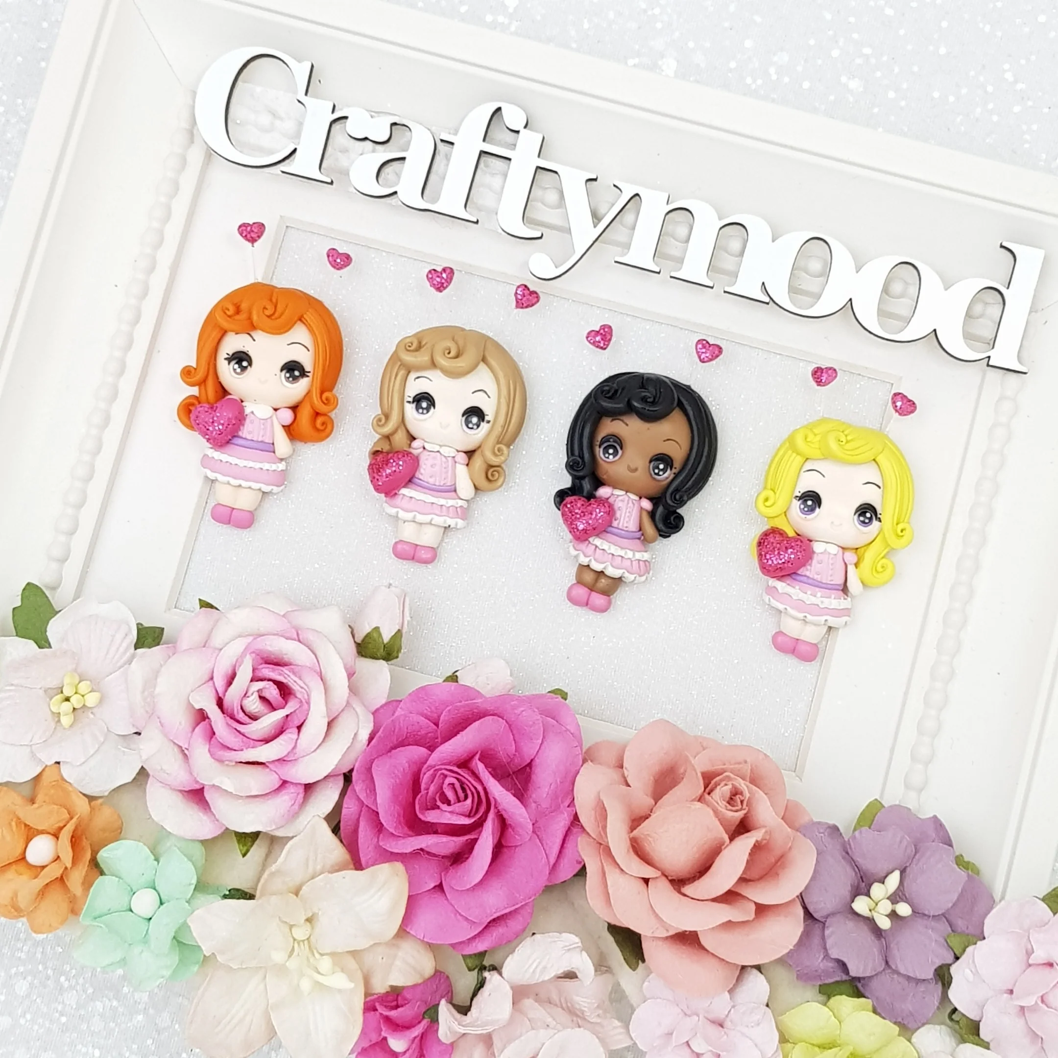 Cutie Valentine girls - Embellishment Clay Bow Centre - Image 2