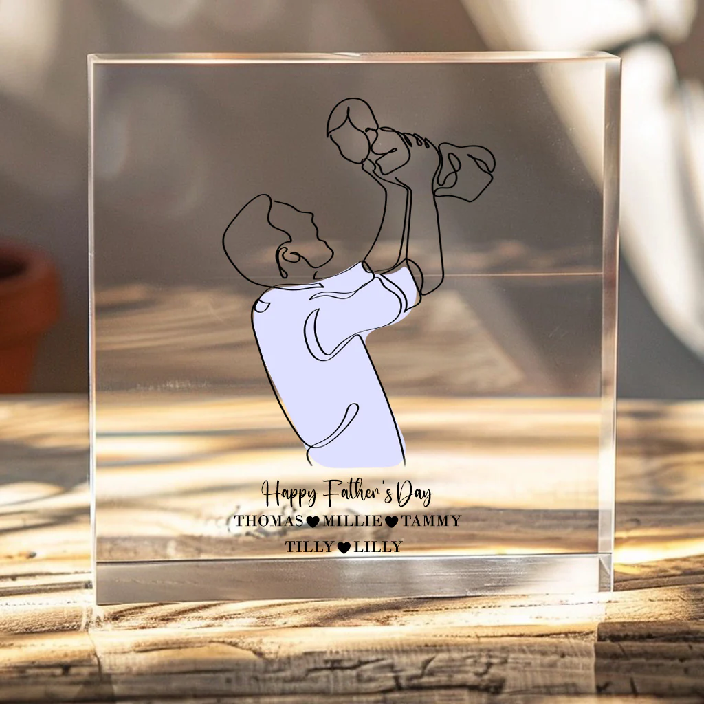 Daddy baby lineart - CHOOSE UV DTF decal - DTF Transfer (personalised) - Image 2