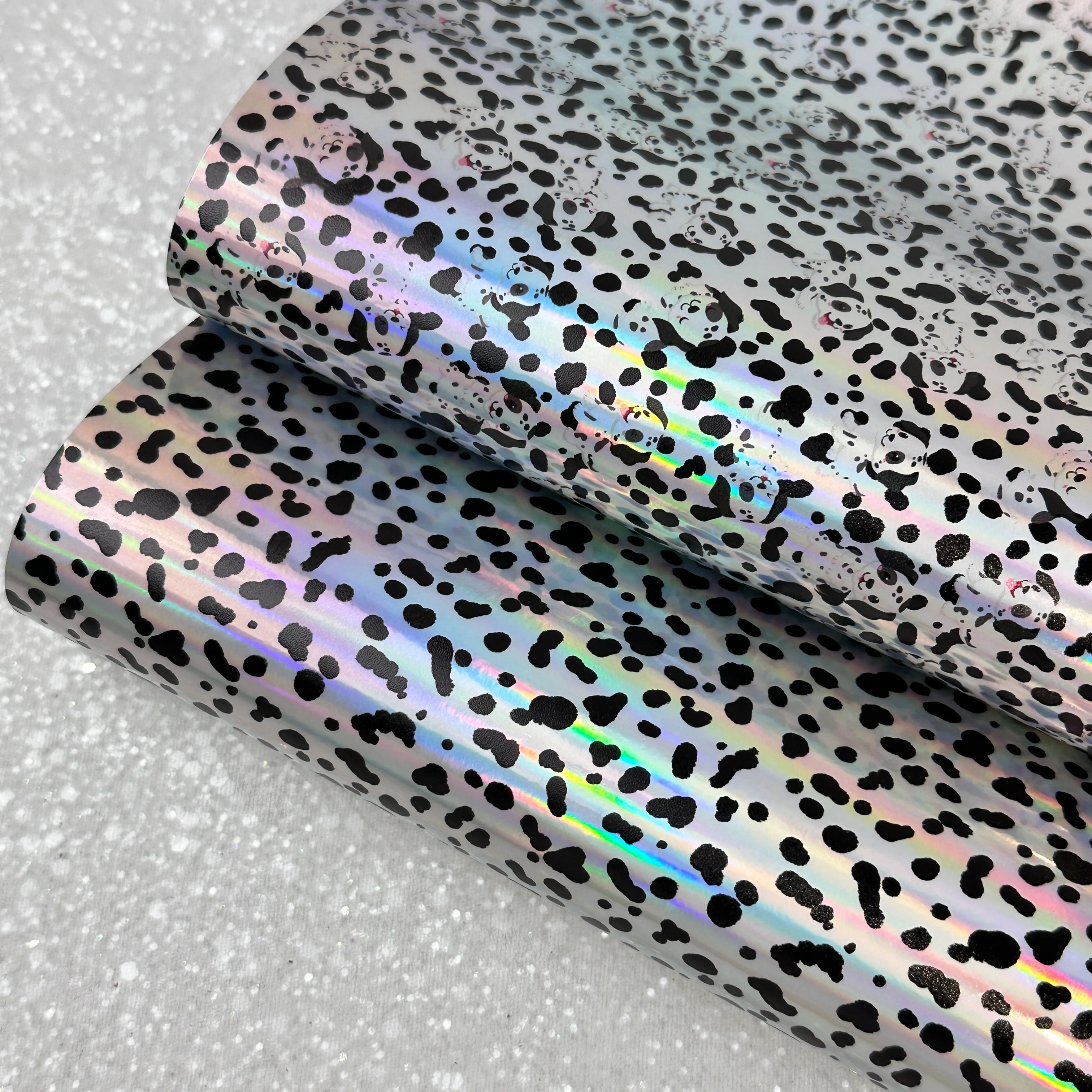 Dalmatian dog spots Holographic  - faux Leatherette vinyl