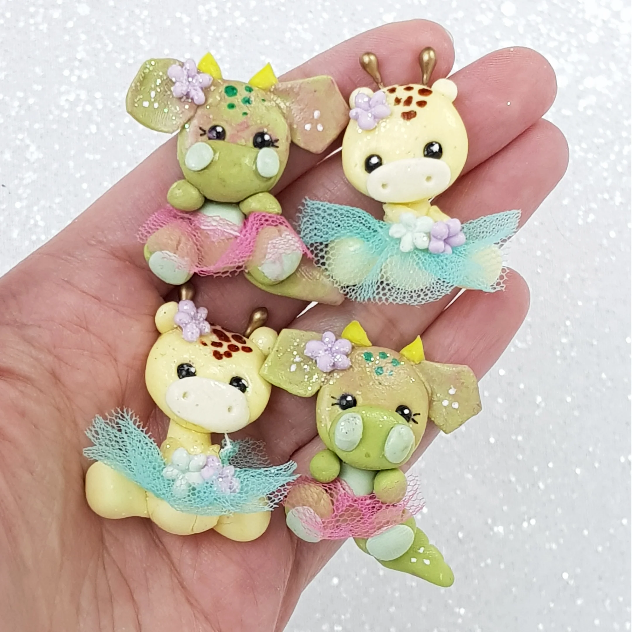 Dancing Animal tutu - Handmade Flatback Clay Bow Centre - Image 3