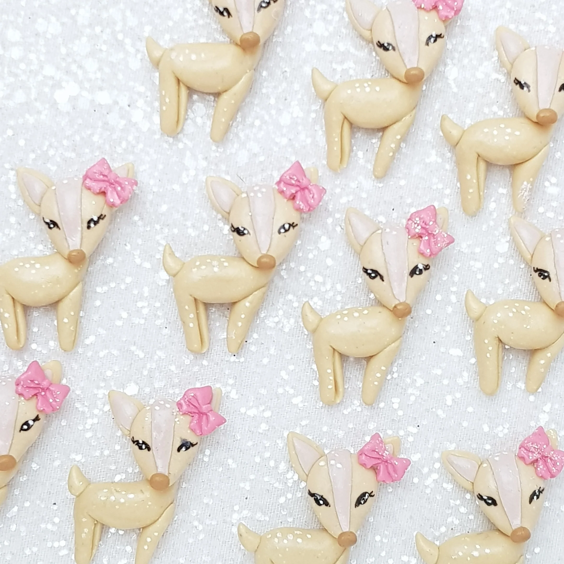 Deer with Pink Bow - Embellishment Clay Bow Centre