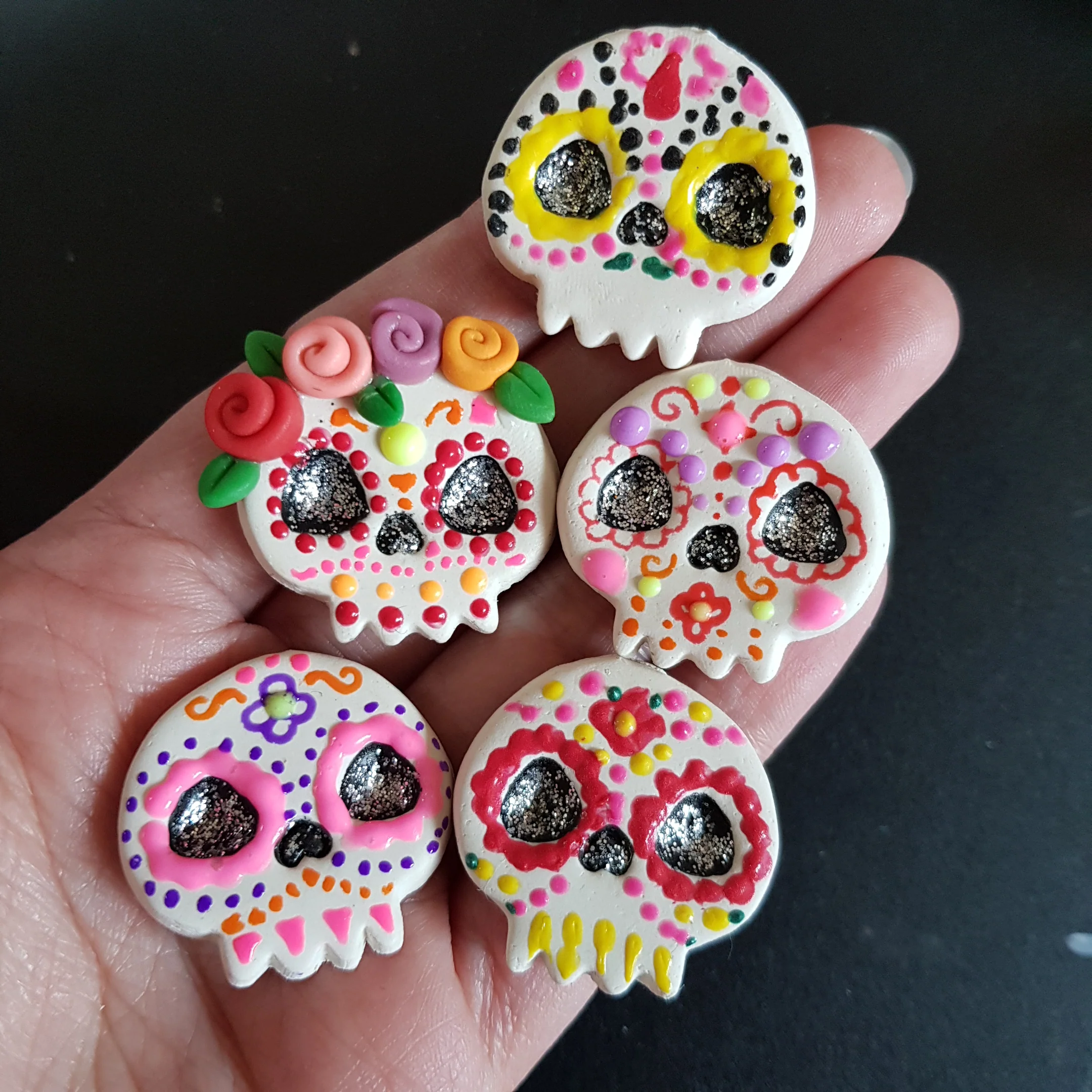 Design Your Own Candy Skull - Handmade Flatback Clay Bow Centre - Image 3