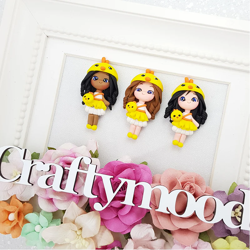Sale Dressing up chick girl - Handmade Flatback Clay Bow Centre - Image 2