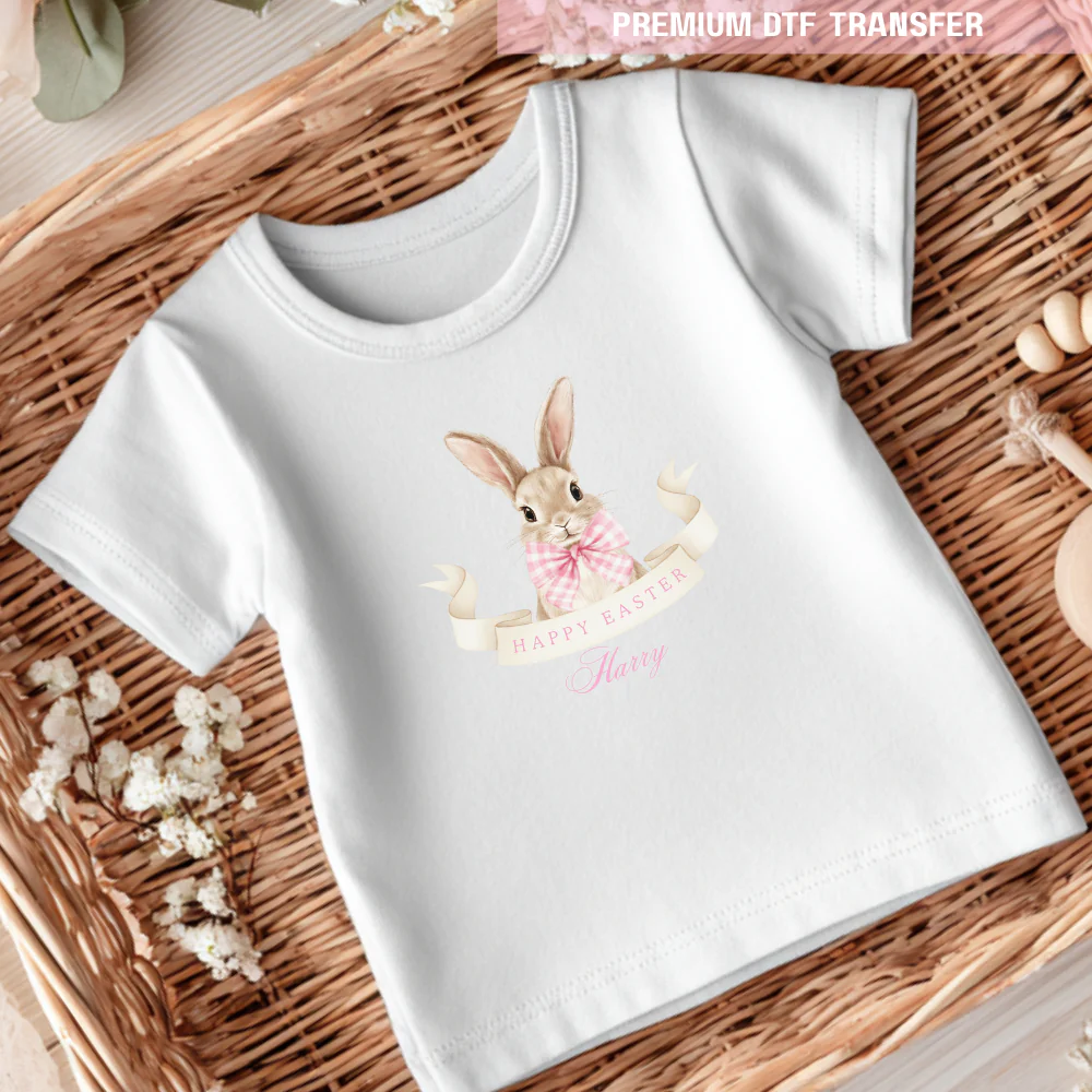 DTF Transfer - bunny - pink - Easter - DTF ready to press
