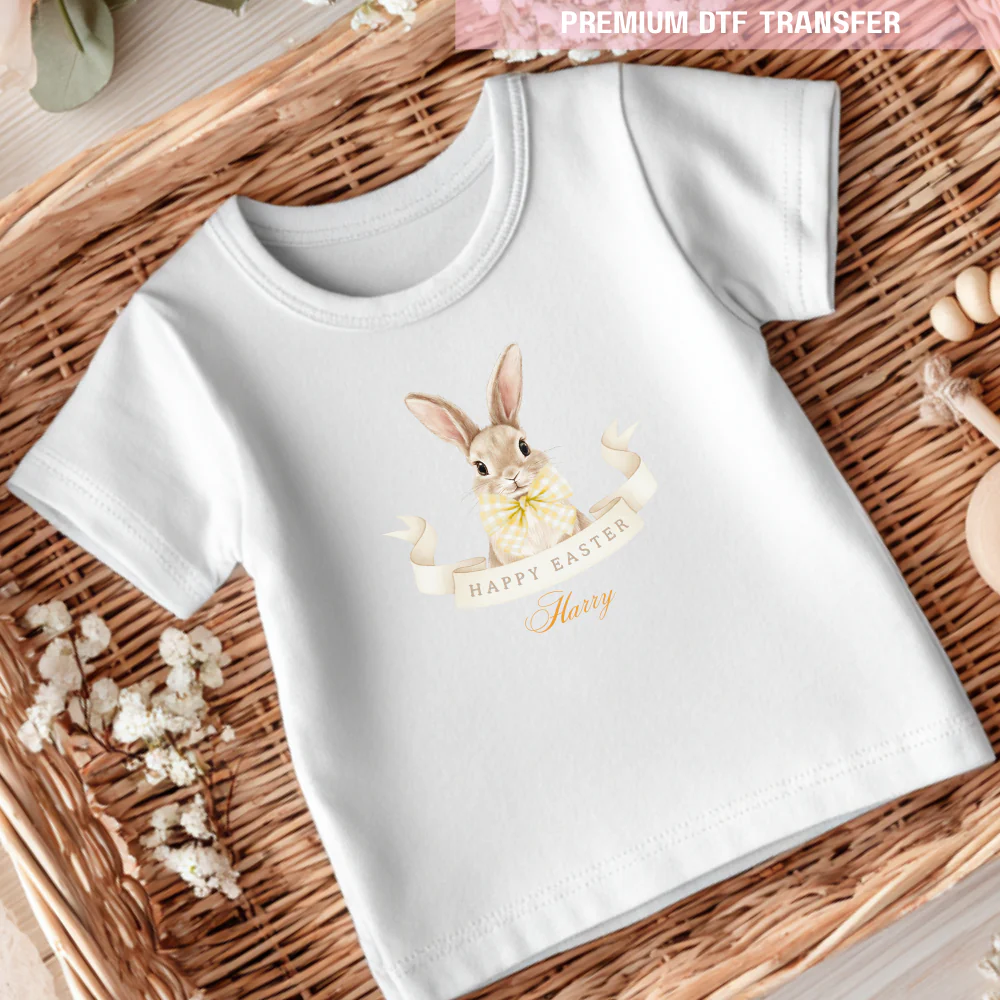 DTF Transfer - bunny - yellow - Easter - DTF ready to press