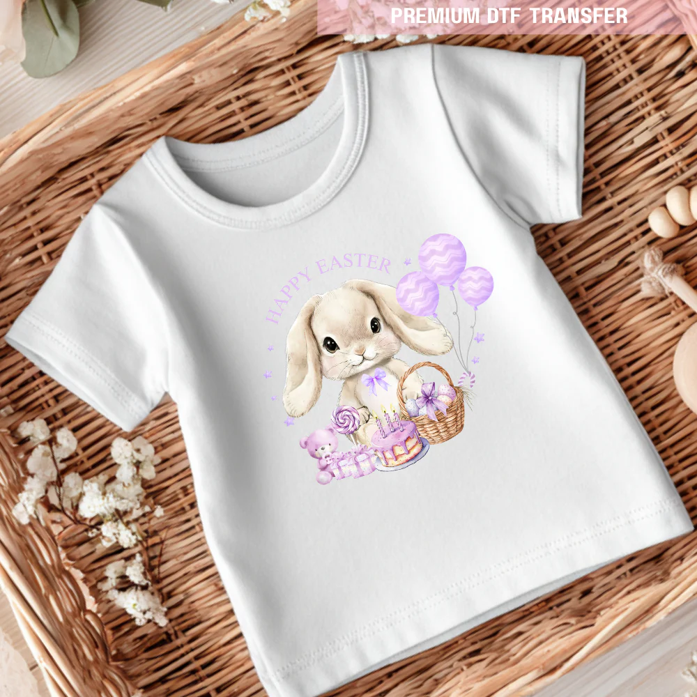 DTF Transfer - bunny's party - purple - Easter - DTF ready to press