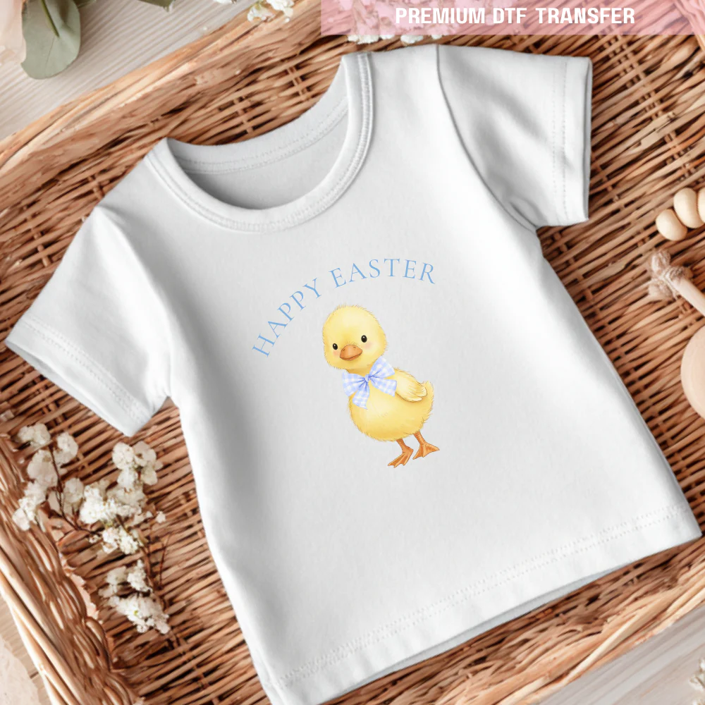 DTF Transfer - duck - blue ribbon - Easter - DTF ready to press