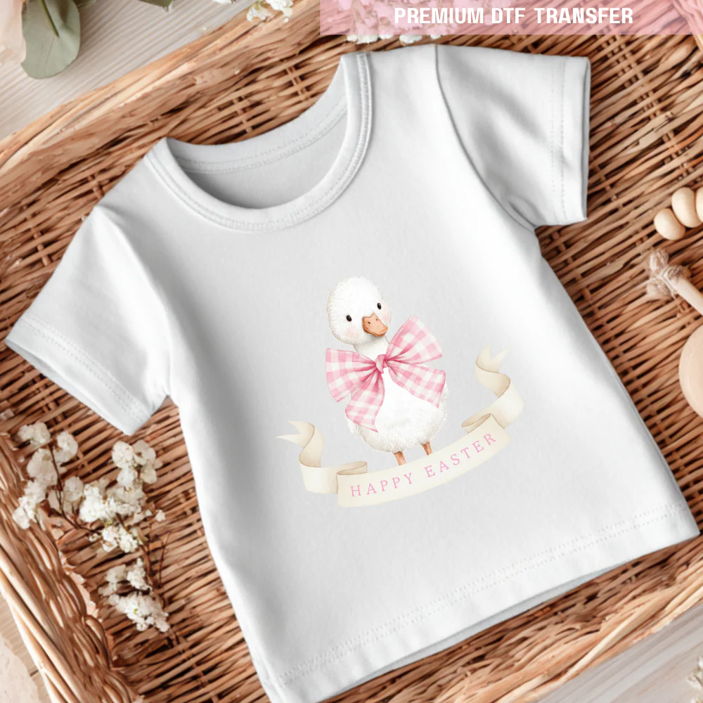 DTF Transfer - duck - pink ribbon - Easter - DTF ready to press