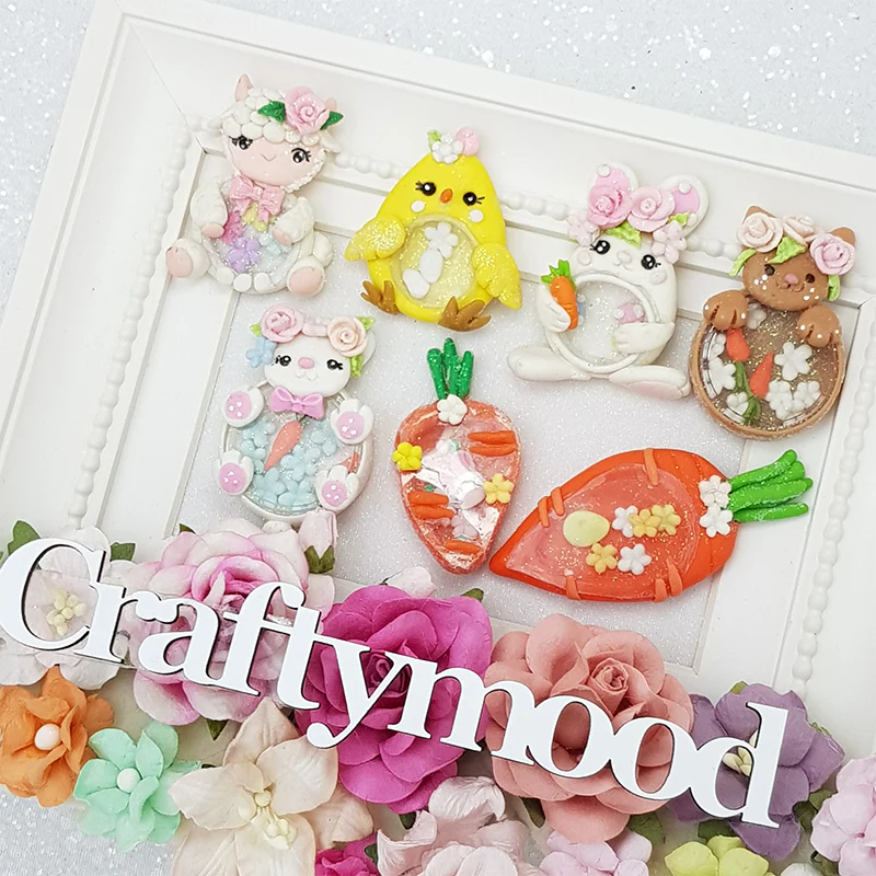 Easter friends shaker - Handmade Flatback Clay Bow Centre - Image 2