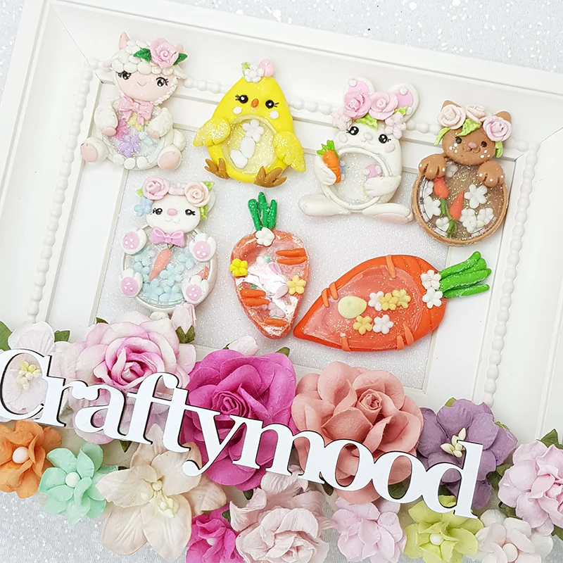 Easter friends shaker - Handmade Flatback Clay Bow Centre - Image 3
