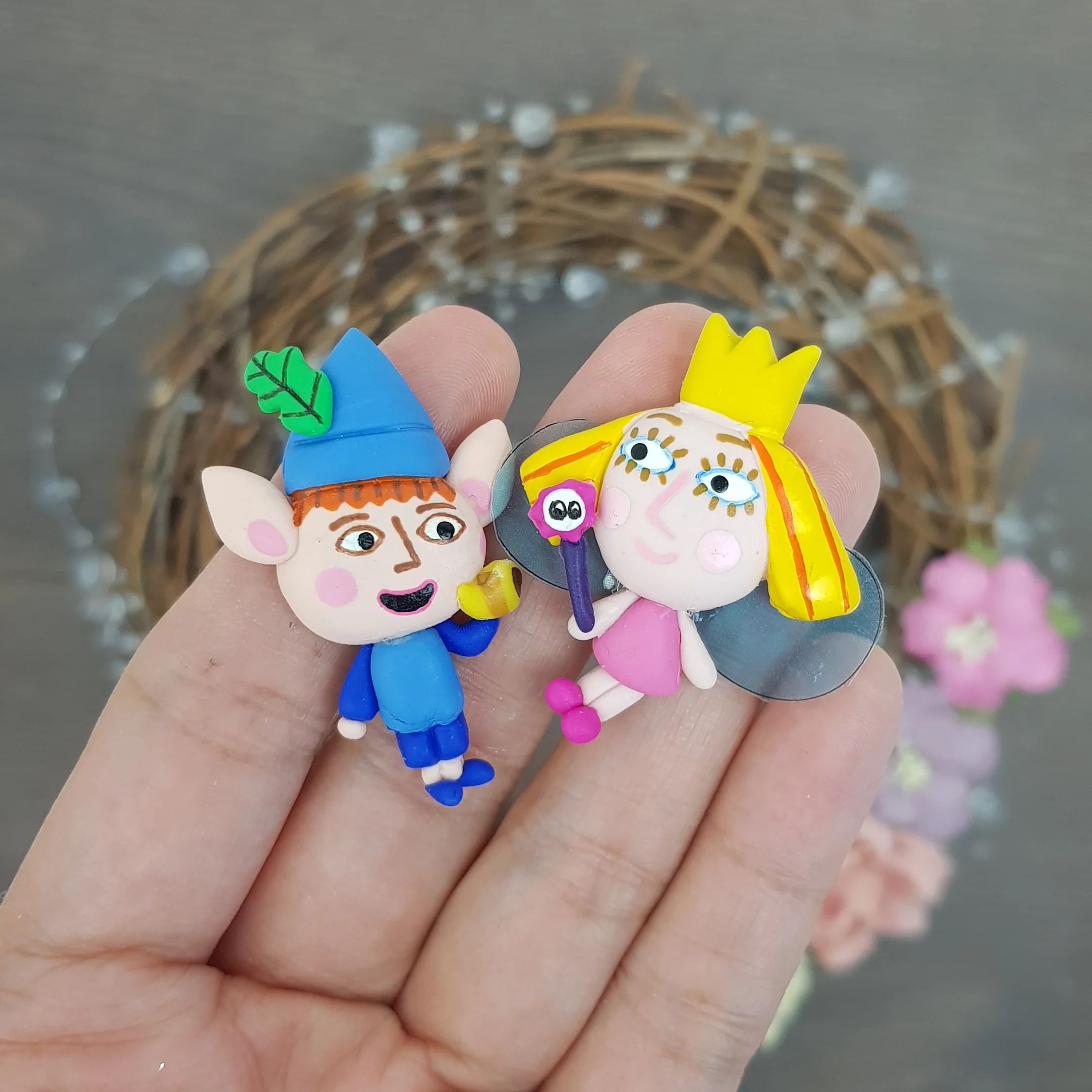 fairy elf  - Handmade Flatback Clay Bow Centre
